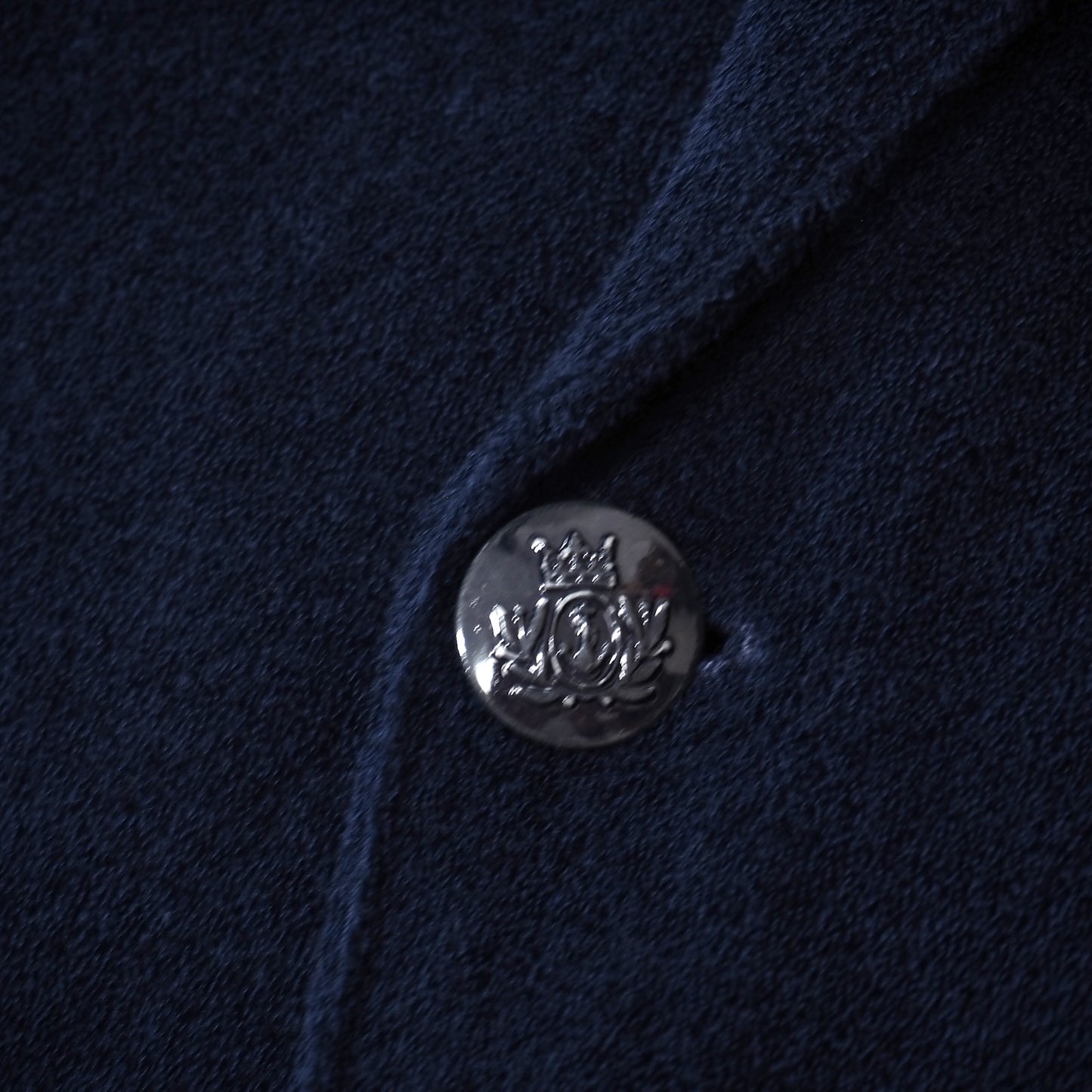良品 ラルディーニ LARDINI パイル生地 コットン メタルボタン ジャケット S ネイビー メンズ 正規品 5-ZG071