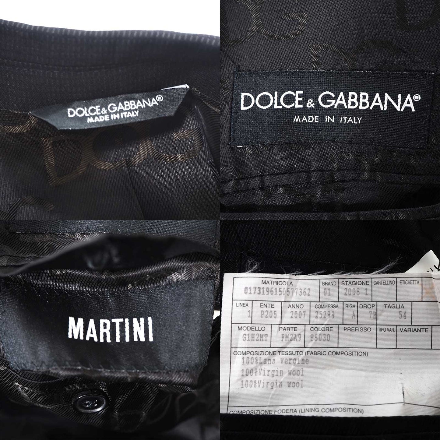 ドルチェ&ガッバーナ DOLCE＆GABBANA 最上級 MARTINI スーツ 54 ブラック メンズ 正規品 4-YL015