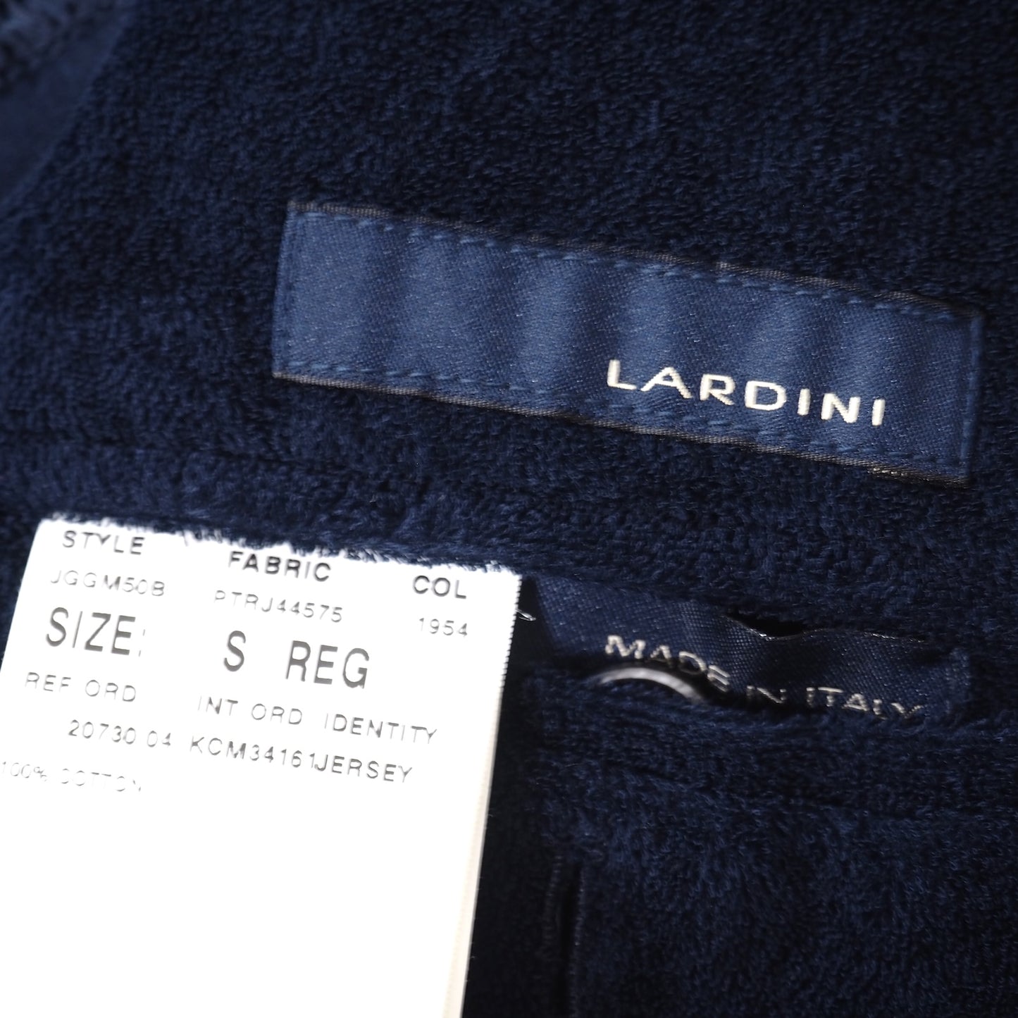 良品 ラルディーニ LARDINI パイル生地 コットン メタルボタン ジャケット S ネイビー メンズ 正規品 5-ZG071