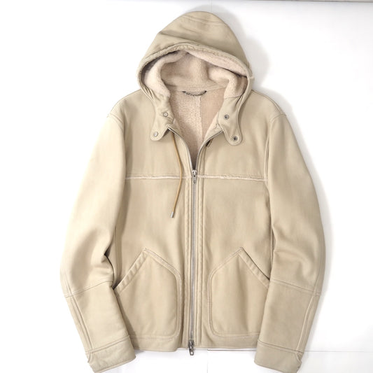 ルイヴィトン Louis Vuitton ラムレザー ムートン ジャケット 52 アイボリー メンズ 正規品 5-YA010