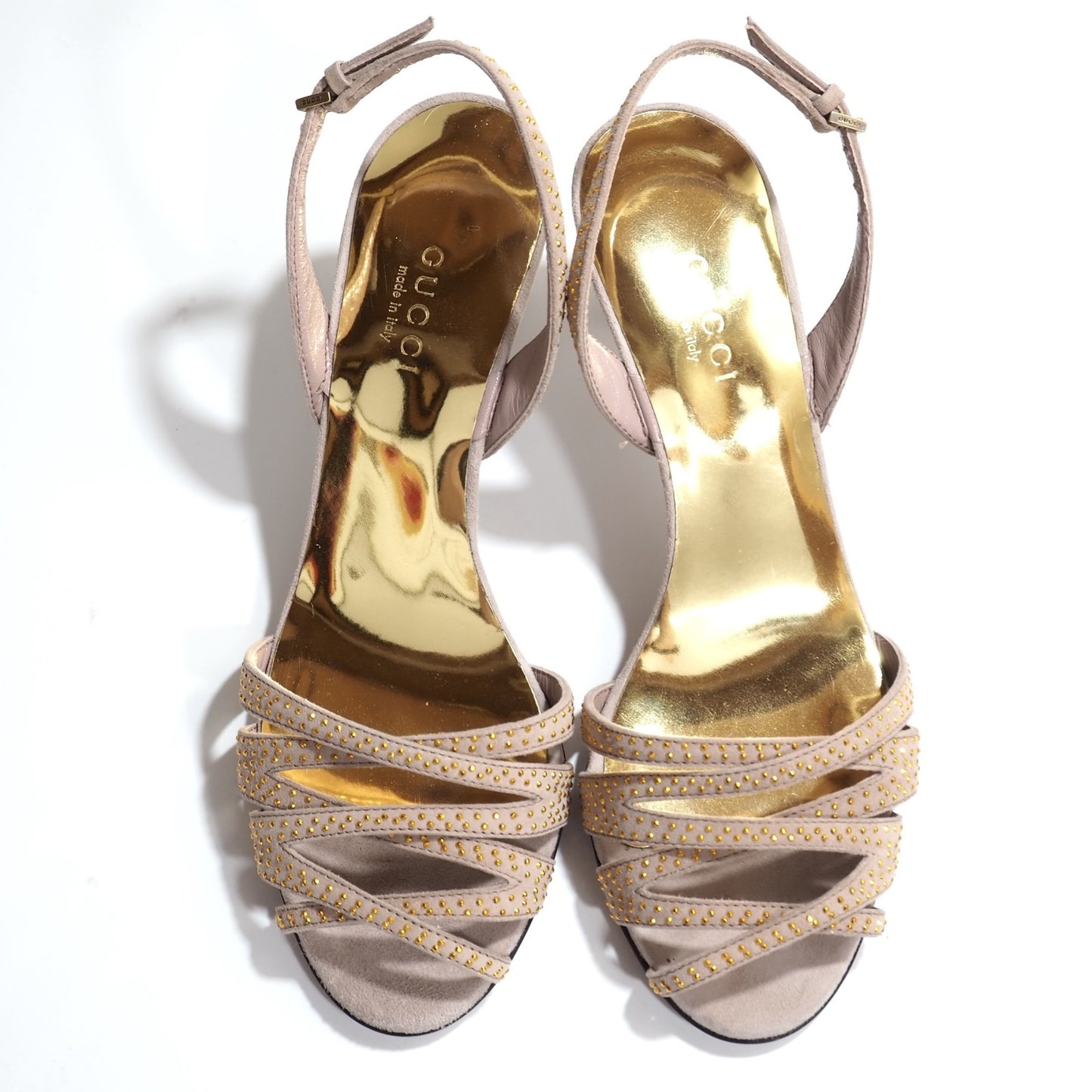 未使用 グッチ GUCCI サンダル イタリア製 34 1/2 ピンクベージュ レディース 正規品 5-ZG043