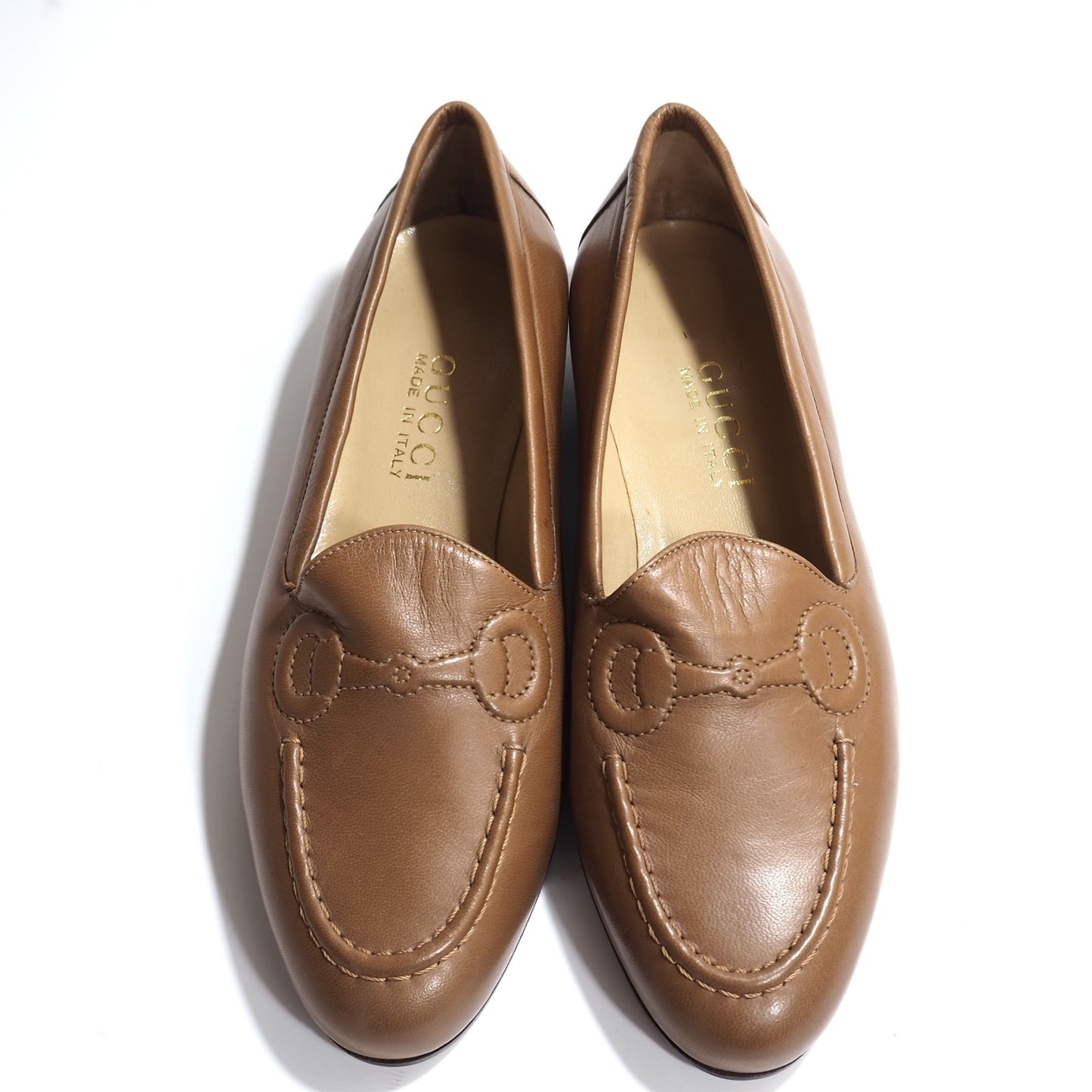未使用 グッチ GUCCI レザー ホースビット ローファー シューズ 靴 36 ブラウン レディース 正規品 5-ZG001