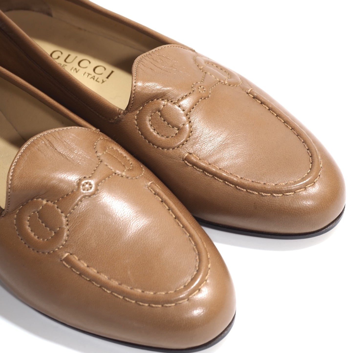未使用 グッチ GUCCI レザー ホースビット ローファー シューズ 靴 36 ブラウン レディース 正規品 5-ZG001