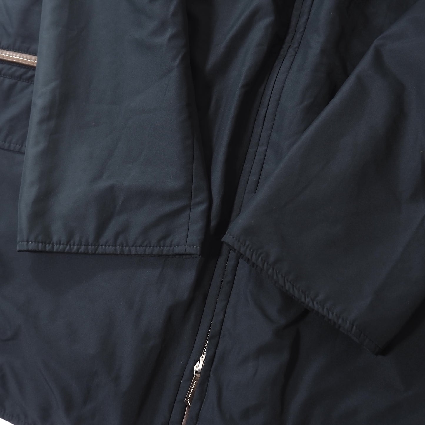 エルメス HERMES ヴィンテージ フランス製 レザーディテール インナー付き ジャケット ブルゾン 52 ダークネイビー メンズ 正規品 5-ZJ039