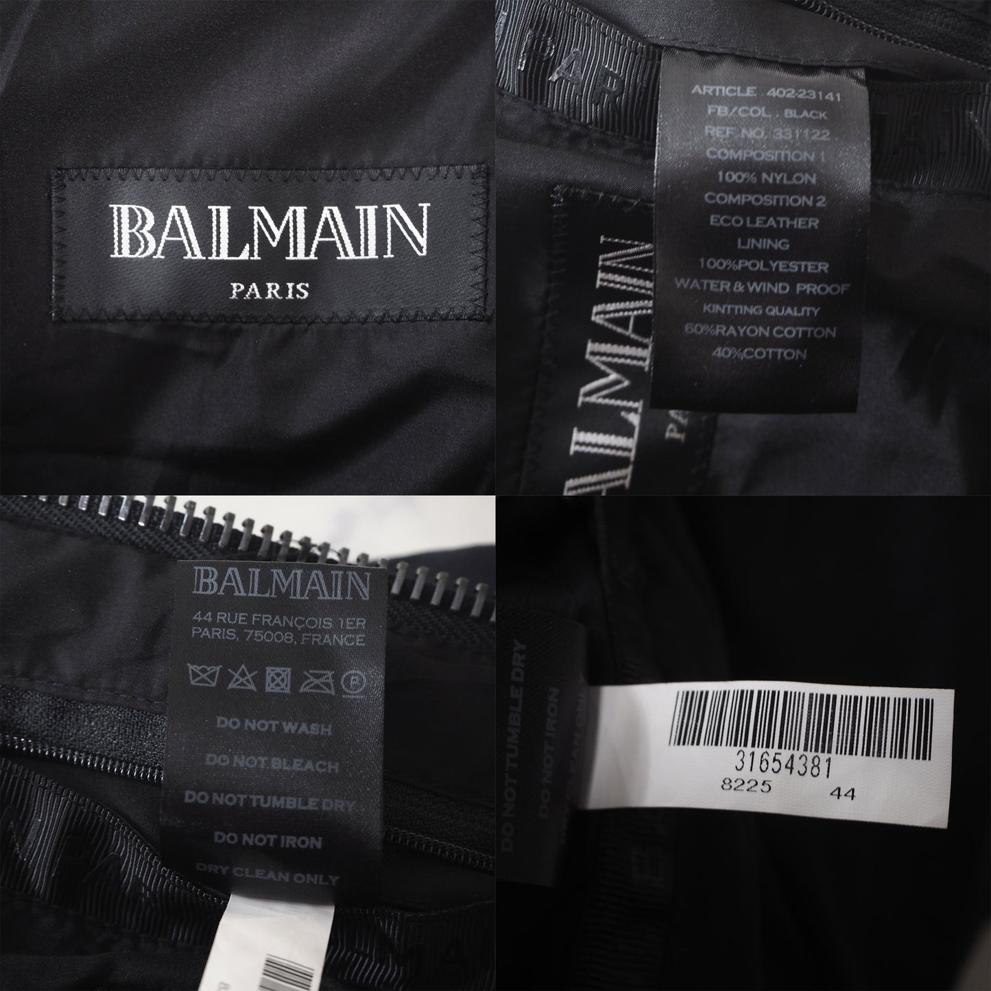 バルマン BALMAIN コットン メタルボタン エンブレム ライダース ジャケット 44 ブラック メンズ 美品 正規品 4-CL020