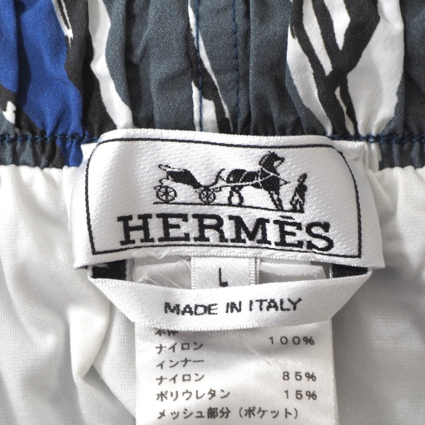 美品 エルメス HERMES イタリア製 ナイロン ショーツ スイムパンツ ハーフパンツ L マルチカラー メンズ 正規品 6-AC014