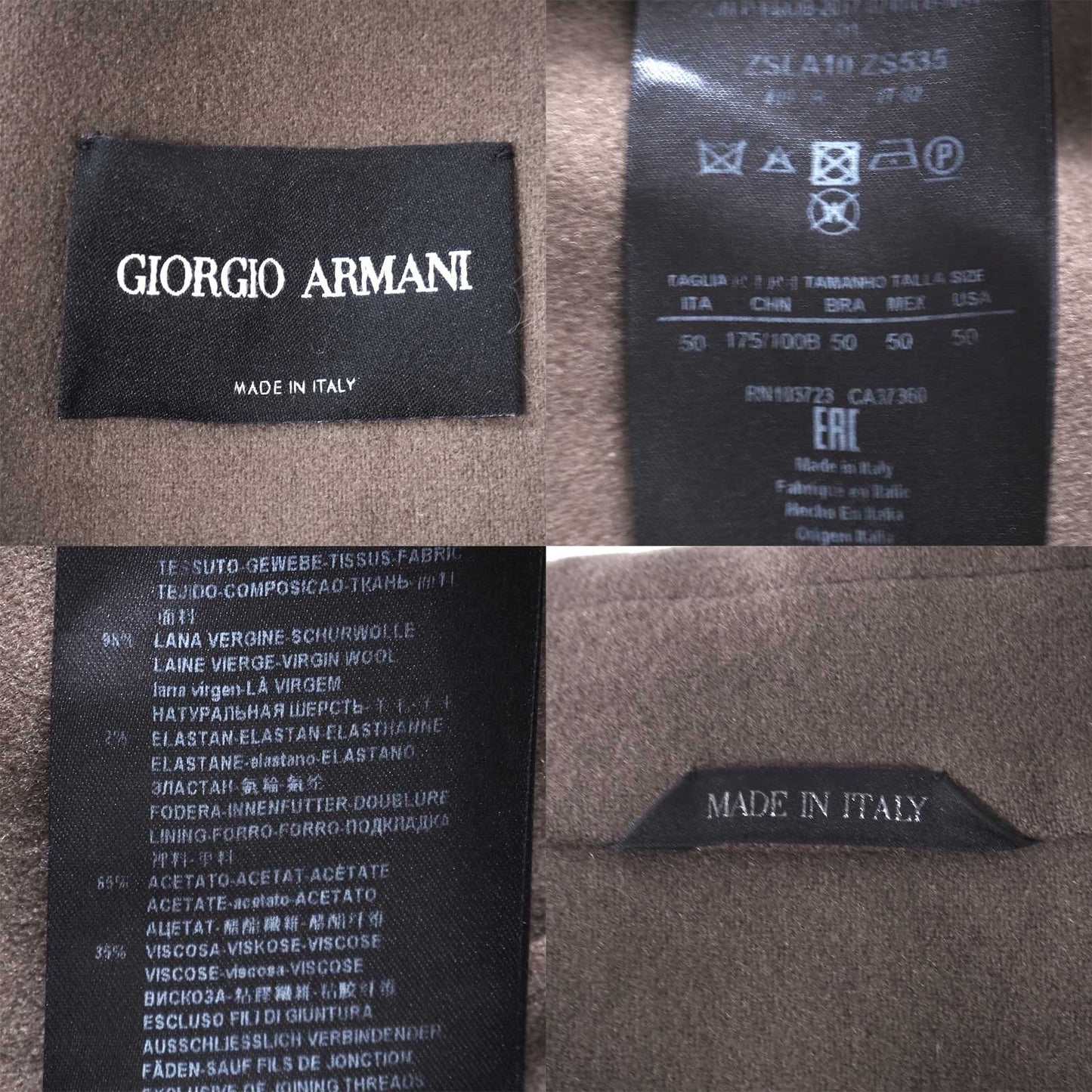 ジョルジオアルマーニ GIORGIO ARMANI 最上級 黒タグ ダブルフェイス ベルテッド チェスターコート 50 ブラウン メンズ 美品 正規品 4-YL011