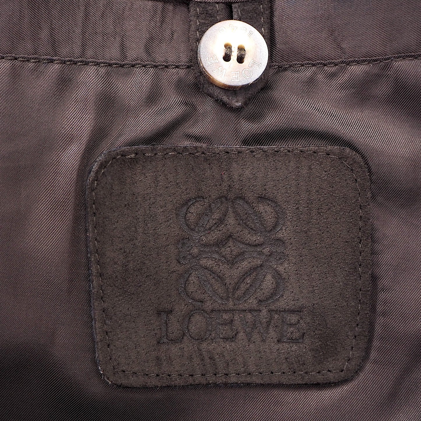 ロエベ LOEWE スエード レザー ミリタリー シャツ ジャケット 50 XL ブラウン メンズ  正規品 M3-ZL032