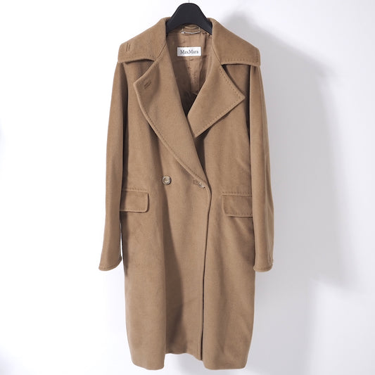 マックスマーラ Max Mara 白タグ ダブルブレスト コート 40 ブラウン レディース 美品 正規品 4-CL038