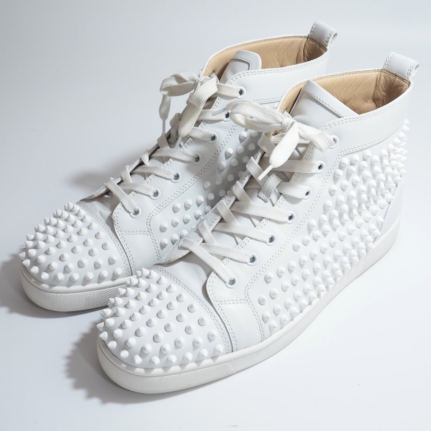 クリスチャン ルブタン Christian Louboutin Louis Spikes スタッズ ハイカット スニーカー 43 (28㎝相当) ホワイト メンズ 美品 正規品 4-ZL008