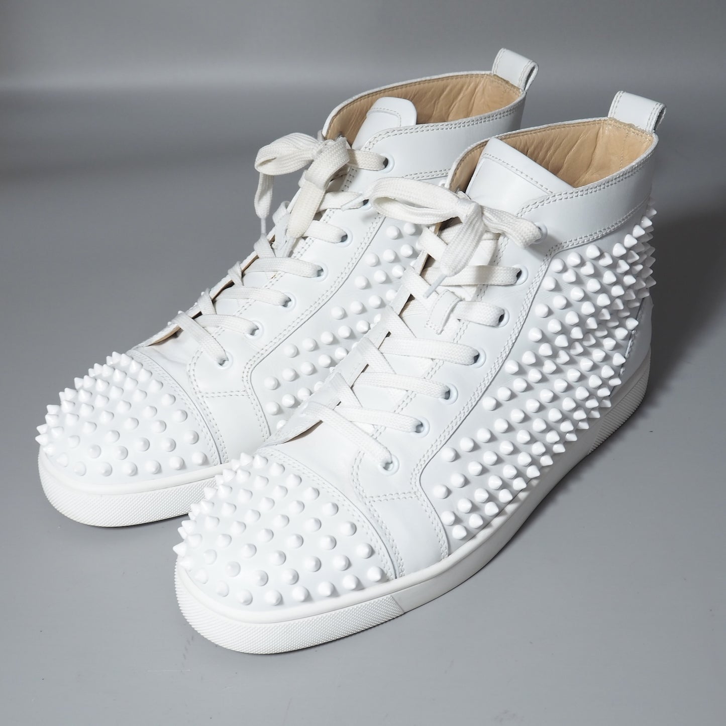 クリスチャン ルブタン Christian Louboutin Louis Spikes スタッズ ハイカット スニーカー 43 (28㎝相当) ホワイト メンズ 美品 正規品 4-ZL008