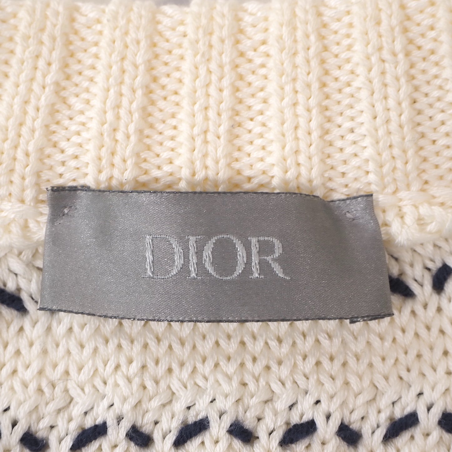 ディオール DIOR2 1SS エンブロイダリー ボーダー ニット セーター XL メンズ 4-YA064