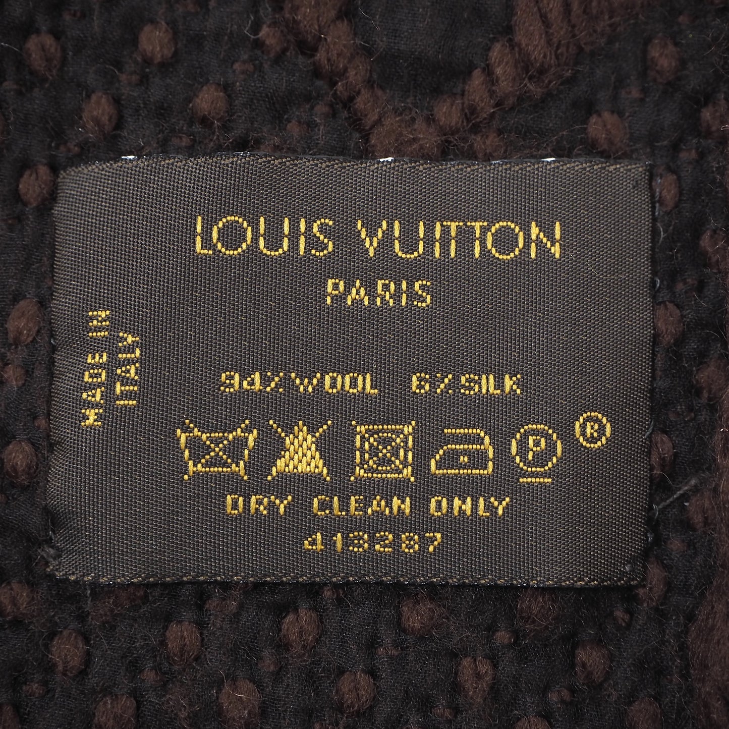 ルイヴィトン Louis Vuitton エシャルプ ロゴマニア ウールシルク ストール マフラー ブラウン レディース メンズ 4-ZA036