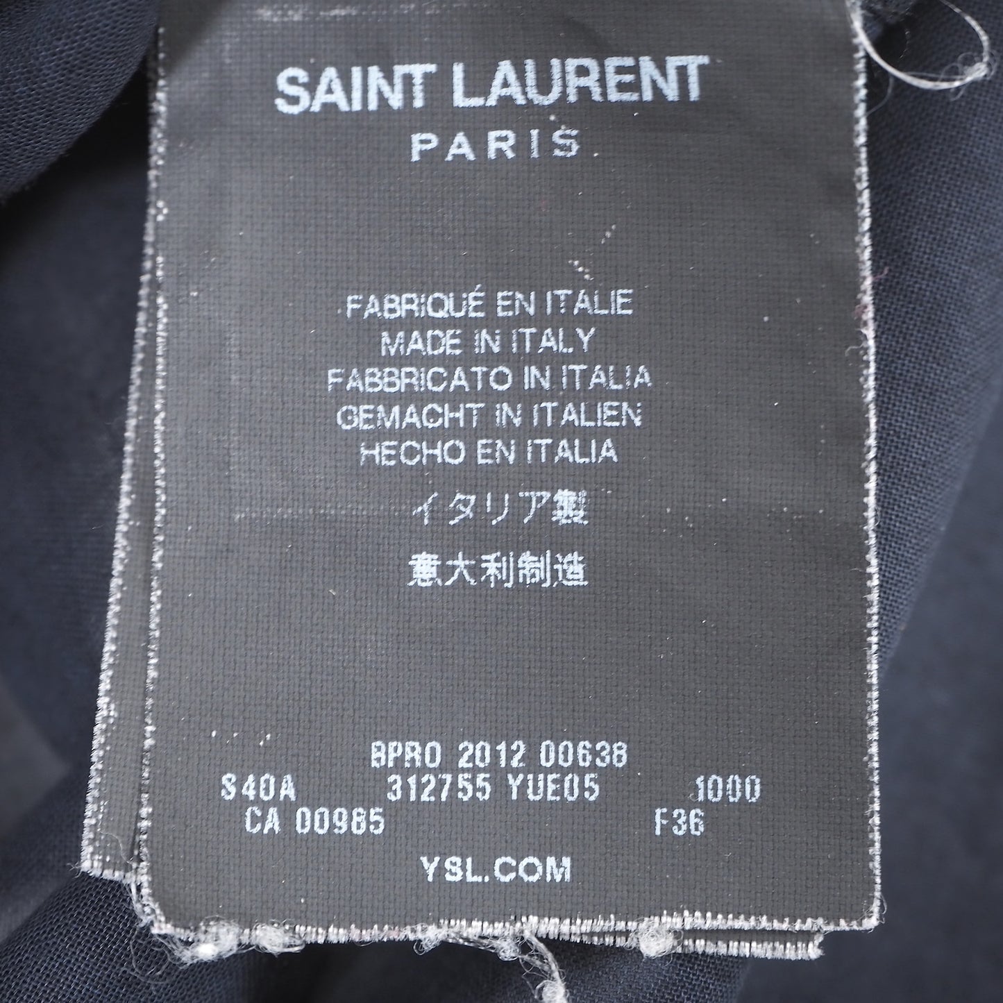 サンローランパリ SAINT LAURENT PARIS 長袖 シャツ 36 ネイビー レディース 4-YB026