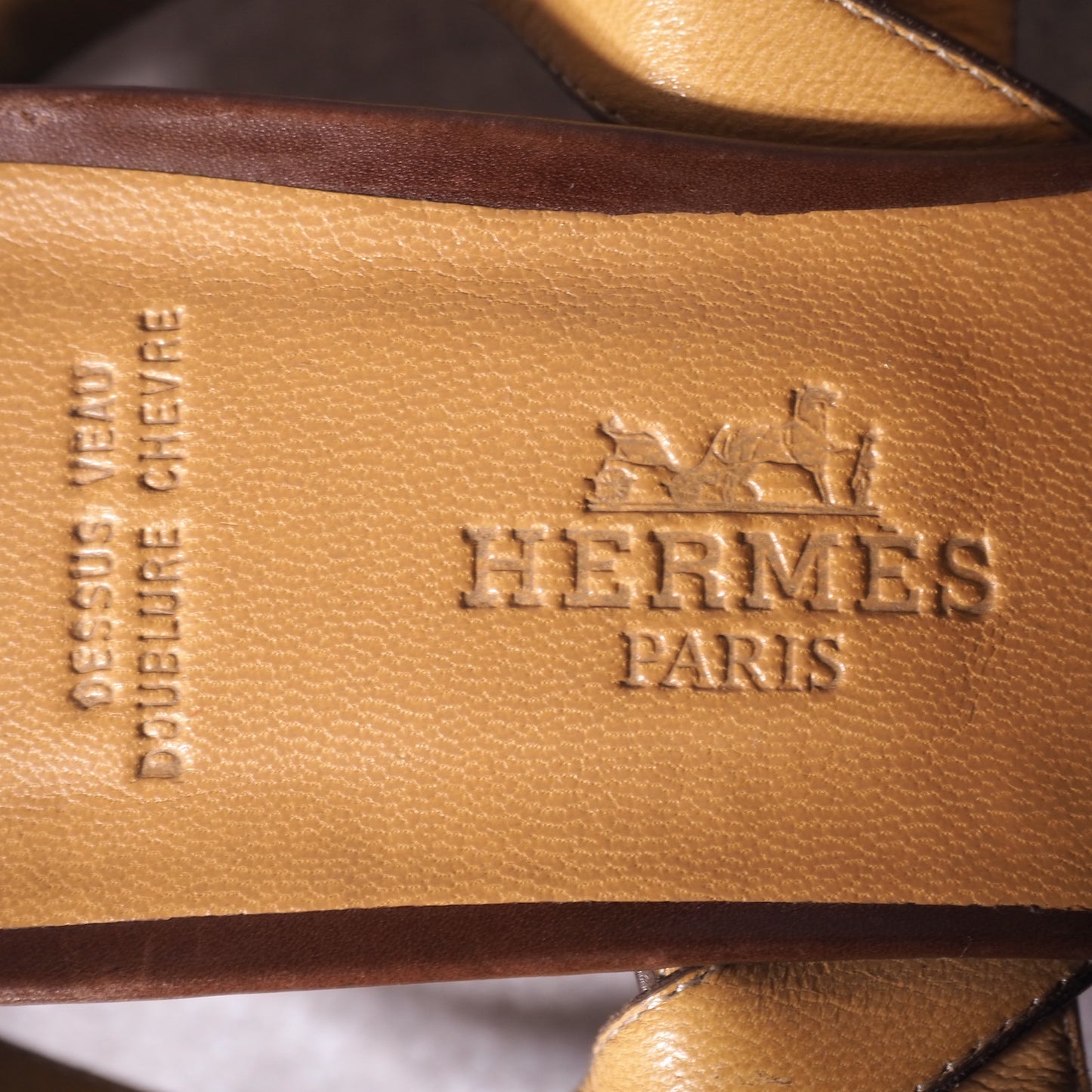 エルメス HERMES アンクルストラップサンダル H金具 ブラウン 35.5 レディース 2-DG291