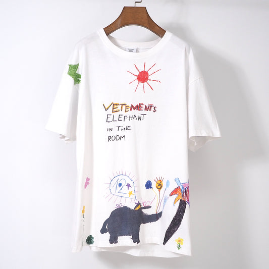 ヴェトモン VETEMENTS 18AW ELEPHANT IN THE ROOM エレファント Tシャツ カットソー ホワイト M メンズ 4-ZB009