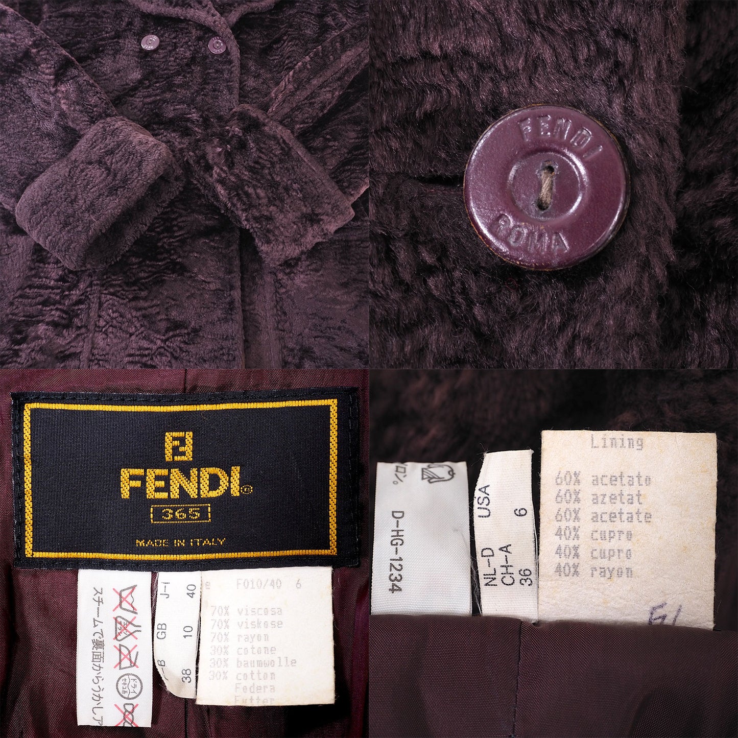 フェンディ FENDI イタリア製 コート 40 ダークパープル レディース 4-ZCF210