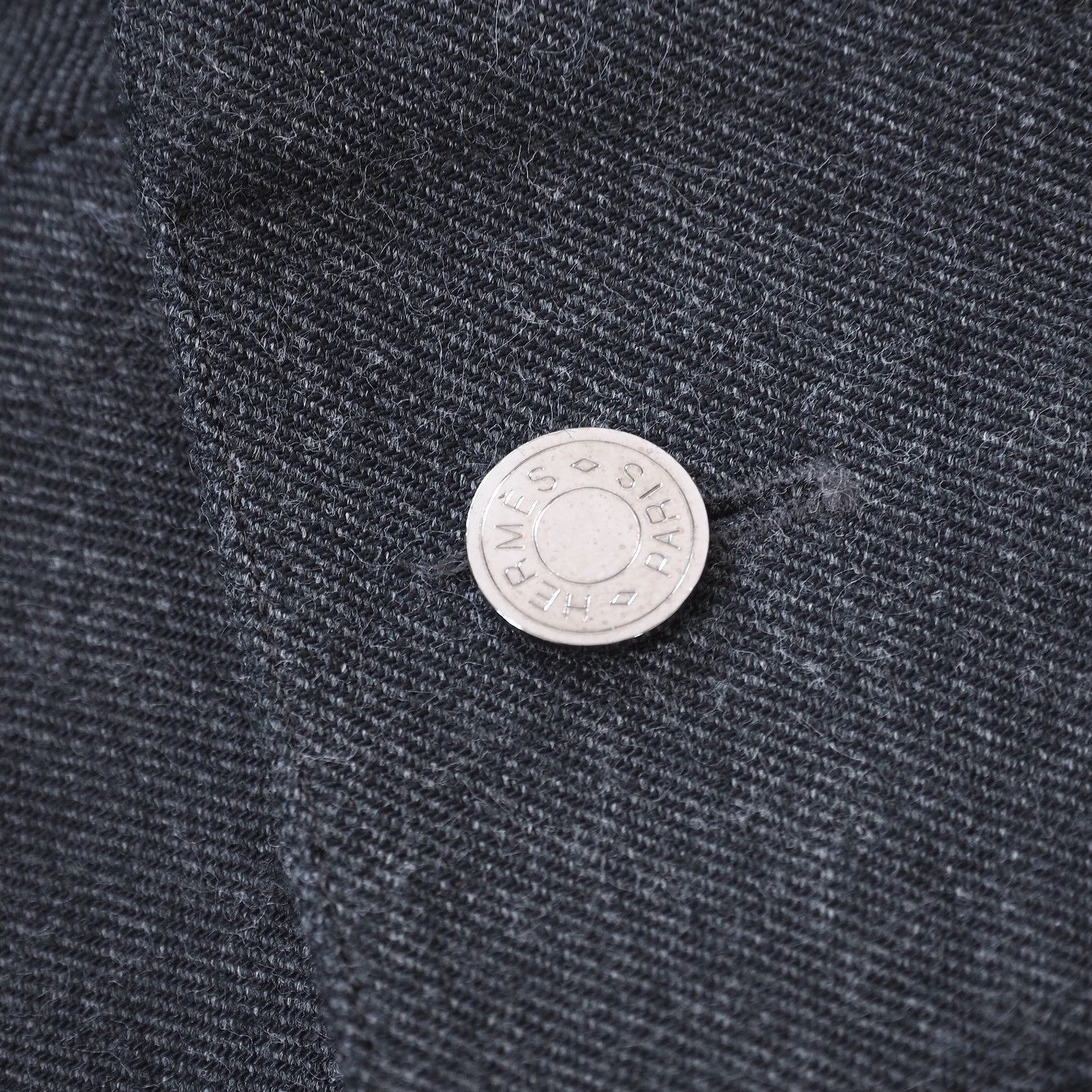 エルメス HERMES セリエボタン シャツ 17 43 グレー メンズ 美品