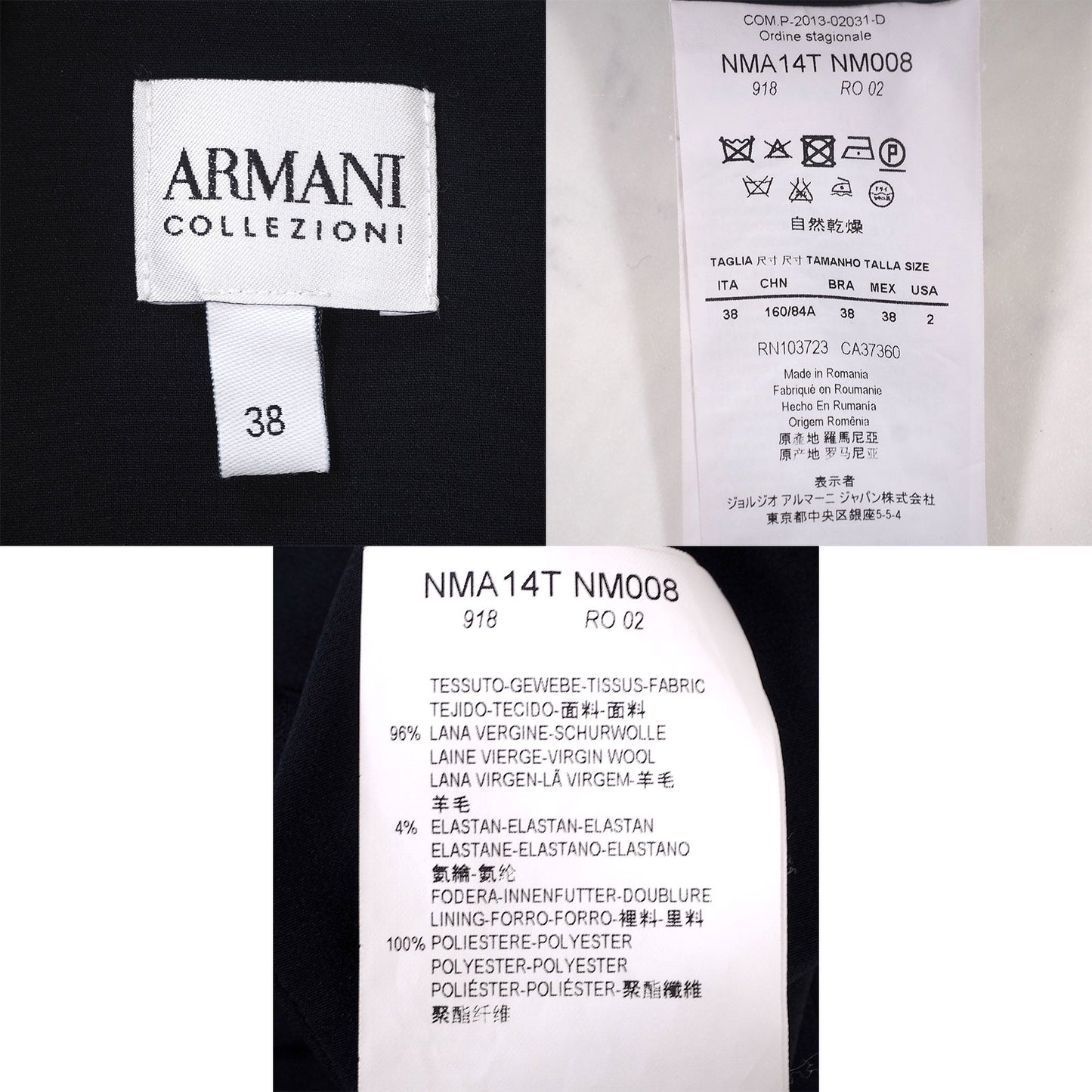 アルマーニコレツィオーニ ARMANI COLLEZIONI 七分袖 ロング ワンピース 38 ネイビー レディース 4-TD041