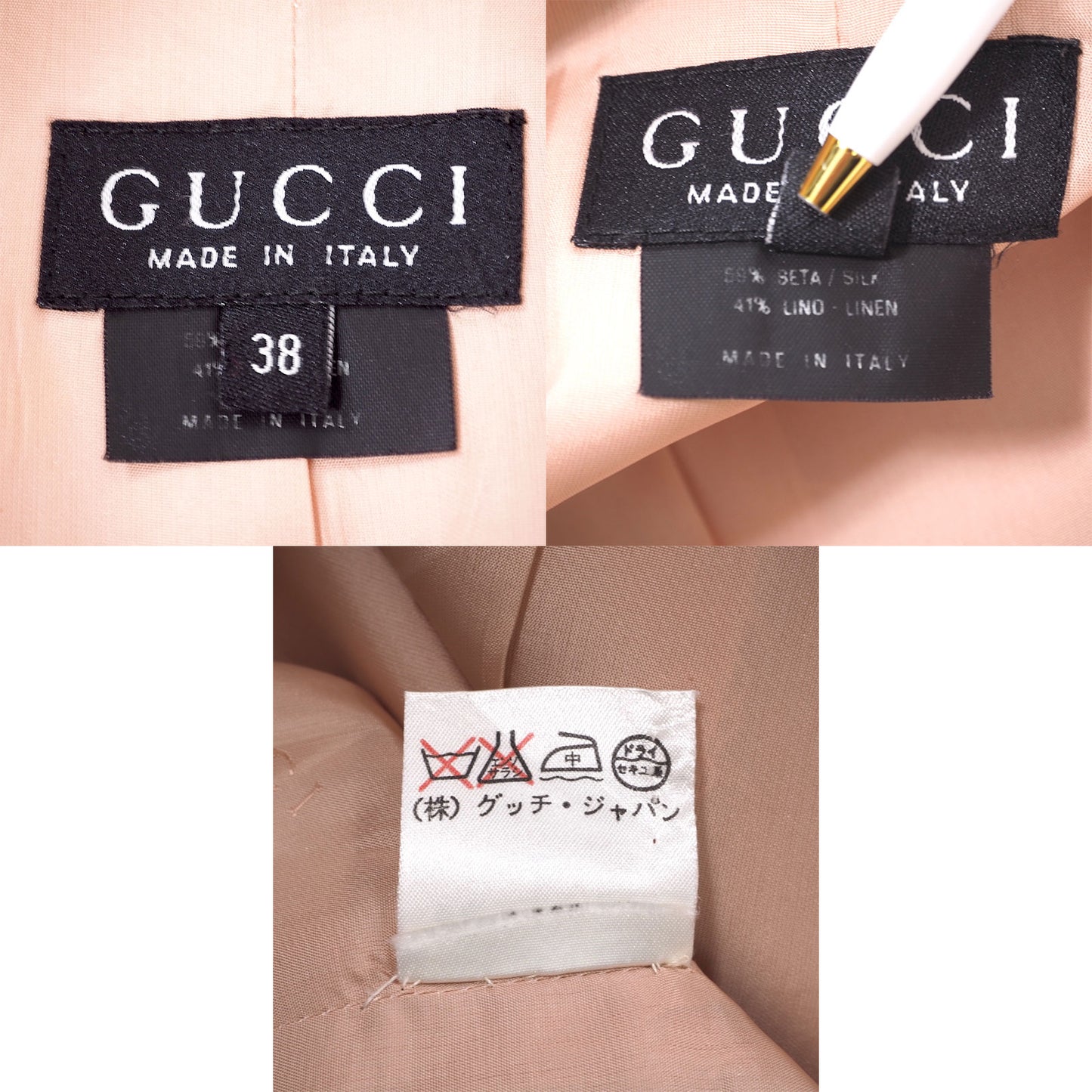 グッチ GUCCI トムフォード期 金ボタン ジャケット 38 ピンク レディース 4-TD042