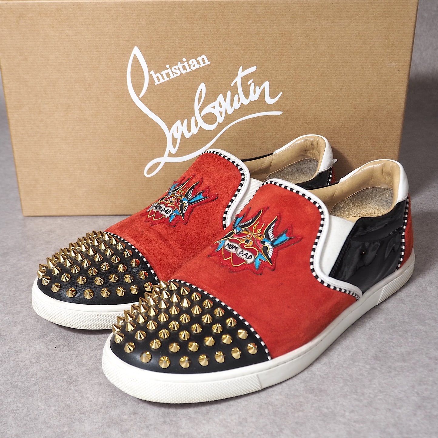 クリスチャンルブタン Christian Louboutin スタッズ スニーカー スリッポン 38.5(25.5㎝相当） マルチカラー レディース 4-ZC116