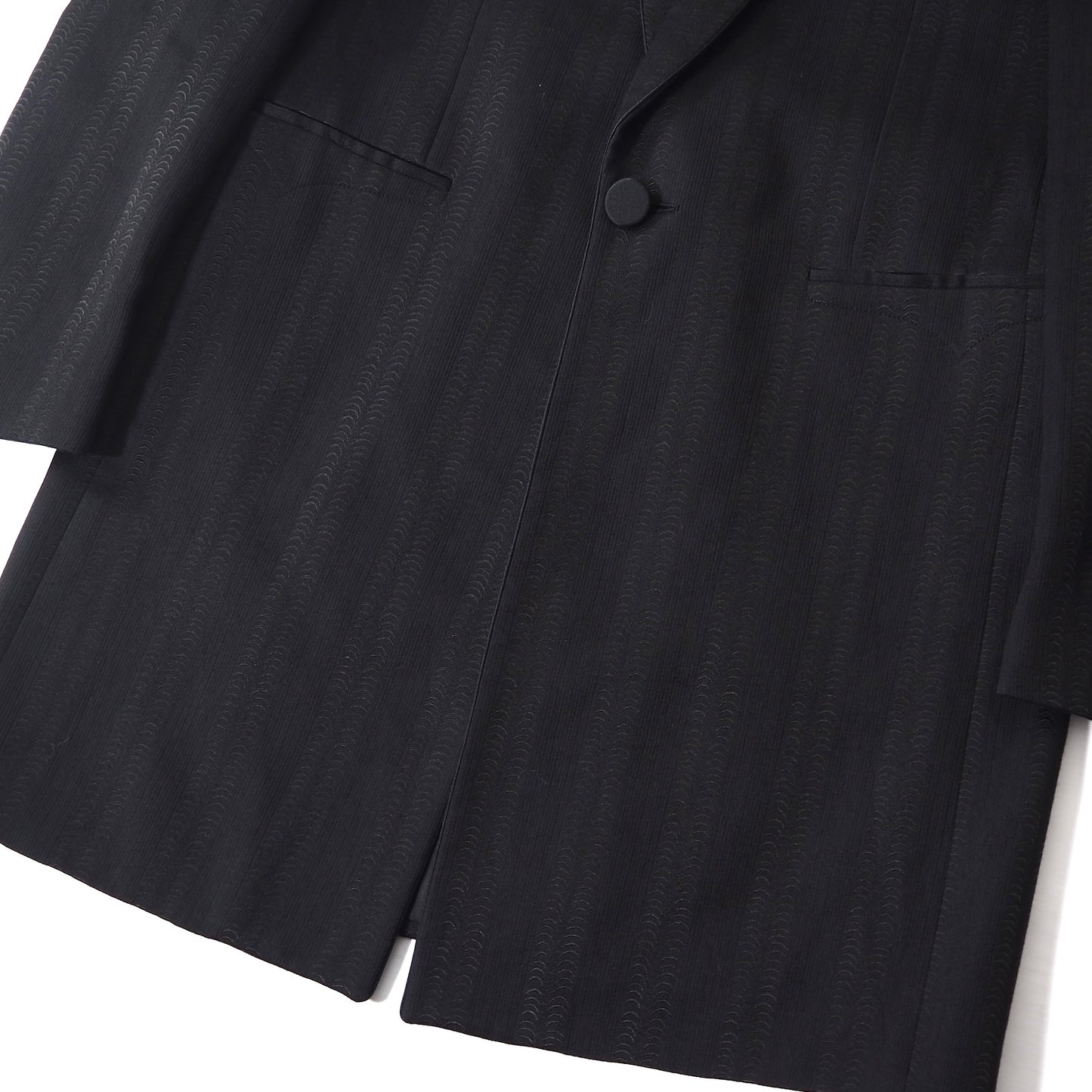 極美品 サンローランパリ SAINT LAURENT PARIS 21SS ウール シルク エンブロイダリー コート 50 ブラック メンズ 正規品 5-YD023