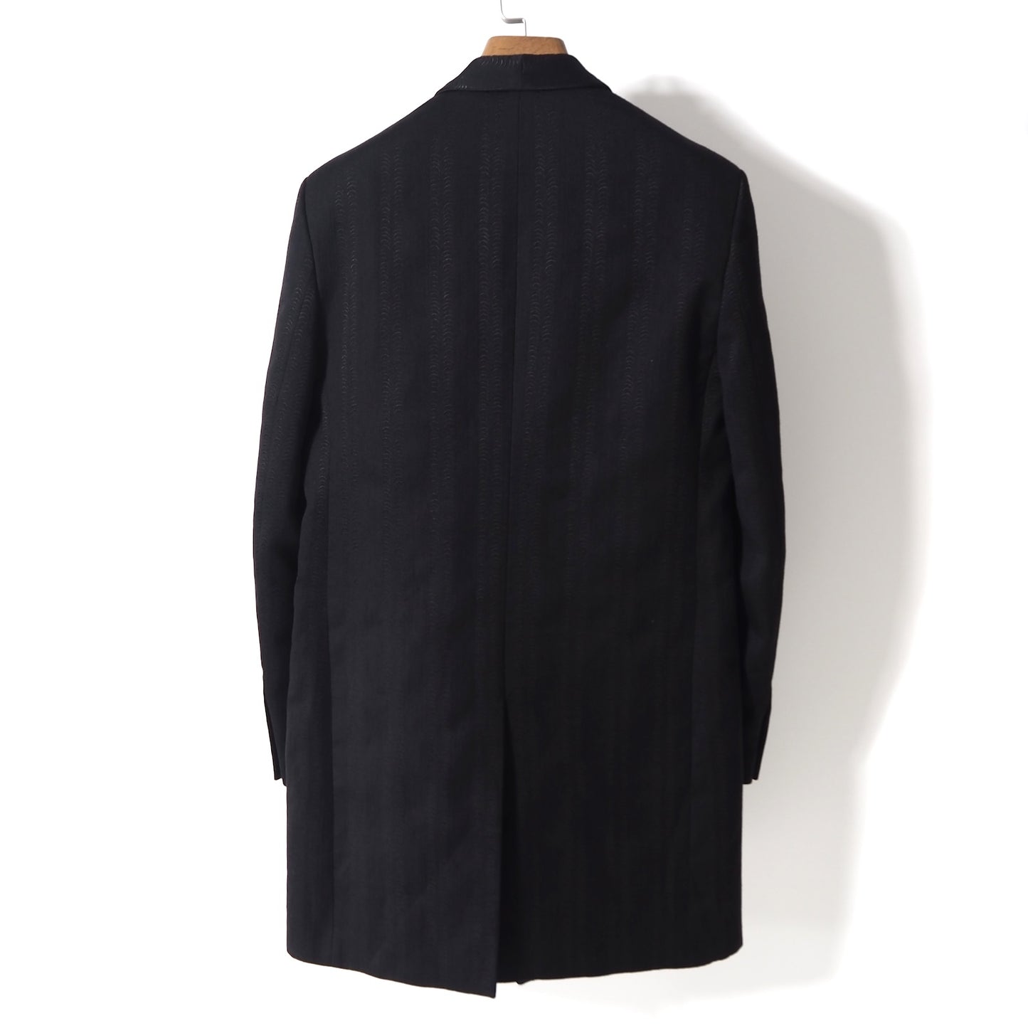 極美品 サンローランパリ SAINT LAURENT PARIS 21SS ウール シルク エンブロイダリー コート 50 ブラック メンズ 正規品 5-YD023