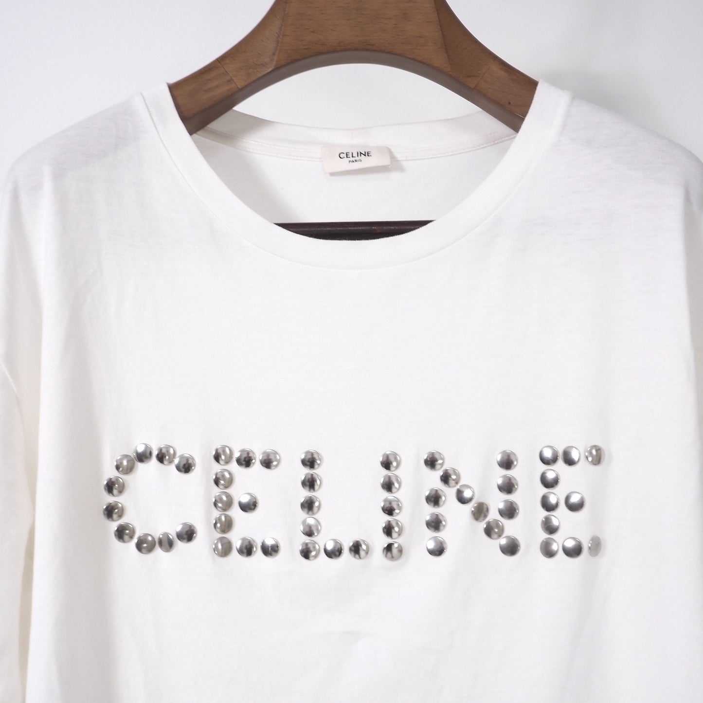 CELINE セリーヌ バイ エディスリマン スタッズ 半袖 Tシャツ カットソー M ホワイト メンズ 美品 4-YA077