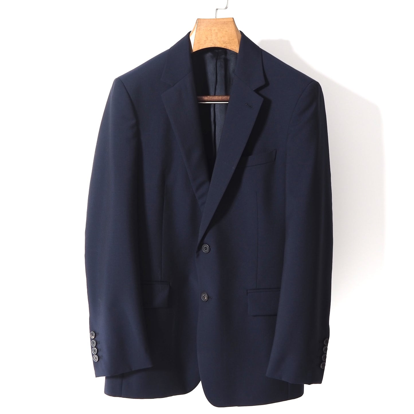 プラダ PRADA ヴァージンウール モヘア 黒タグ セットアップ スーツ 48 ネイビー メンズ 正規品 5-ZC024