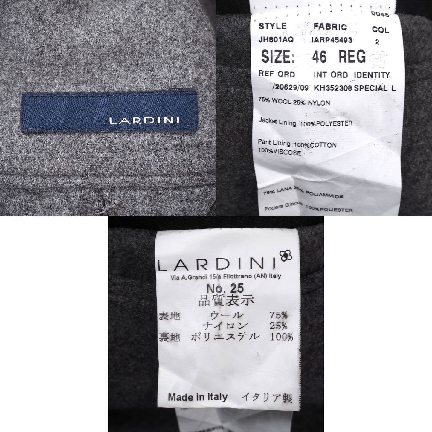 ラルディーニ LARDINI イタリア製 スーツ セットアップ 46 REG グレー メンズ  4-ZD038