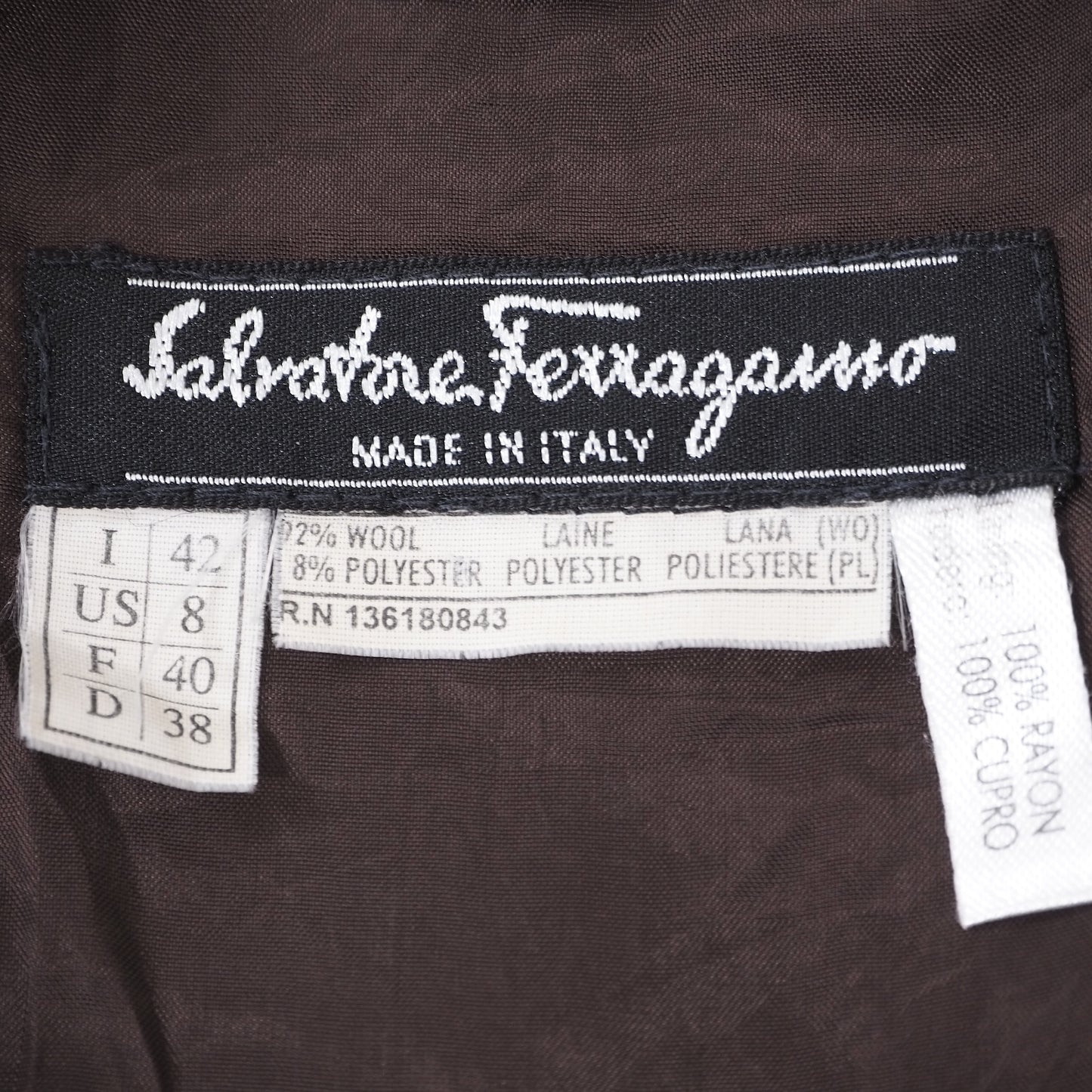 サルヴァトーレフェラガモ Salvatore Ferragamo ツイード コート 42 カーキ レディース 4-ZD015