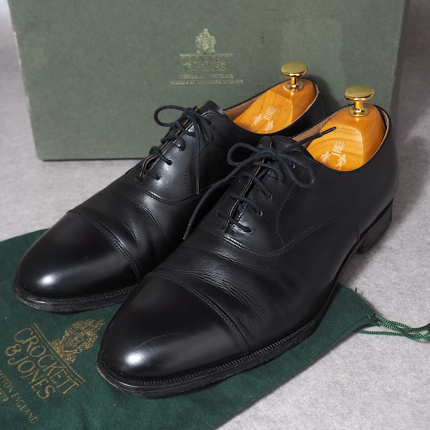 クロケット&ジョーンズ Crockett&Jones ストレートチップ レザー シューズ 8.5 ブラック メンズ 4-ZD052