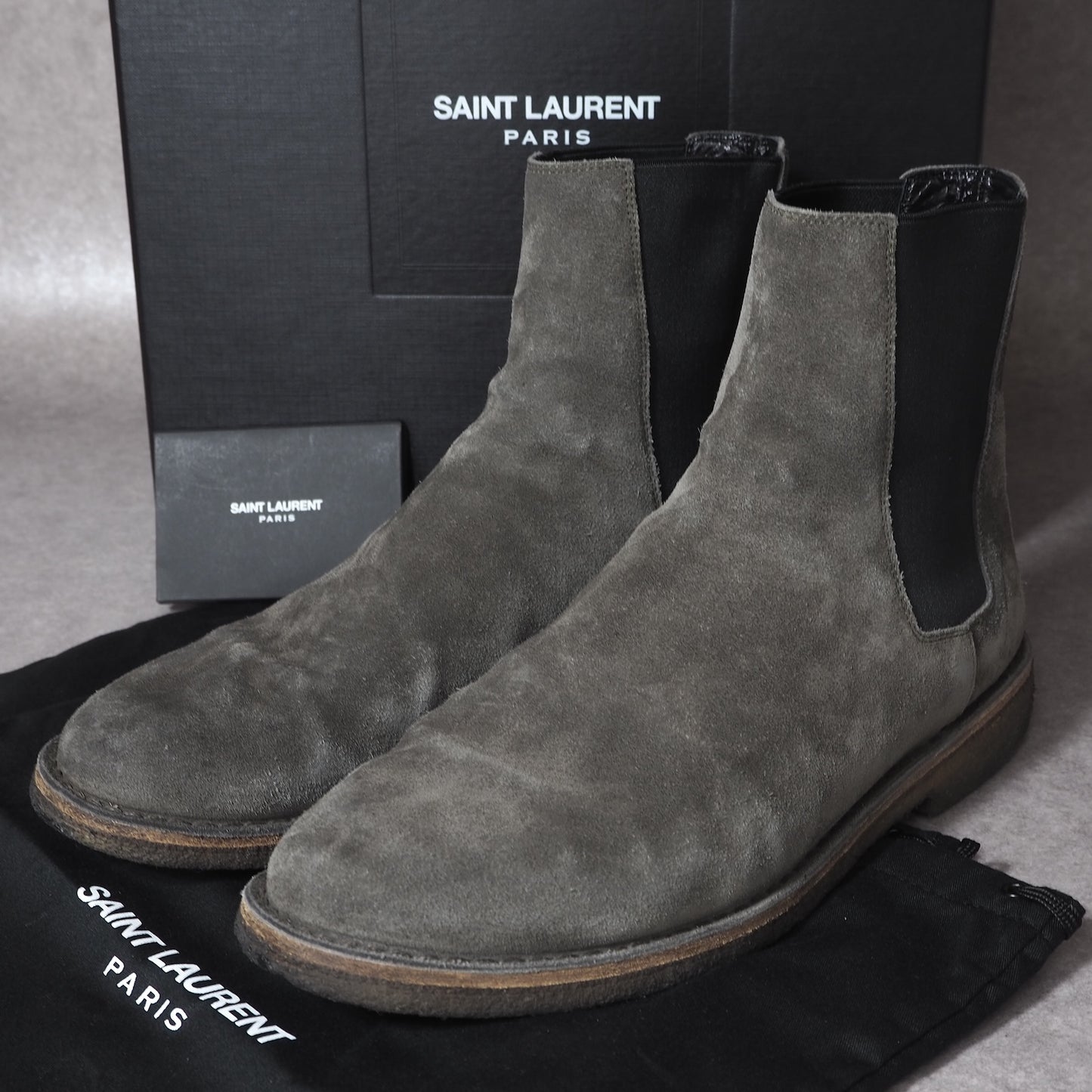 サンローランパリ SAINT LAURENT PARIS スエード サイドゴアブーツ 43 グレー メンズ 4-YD043