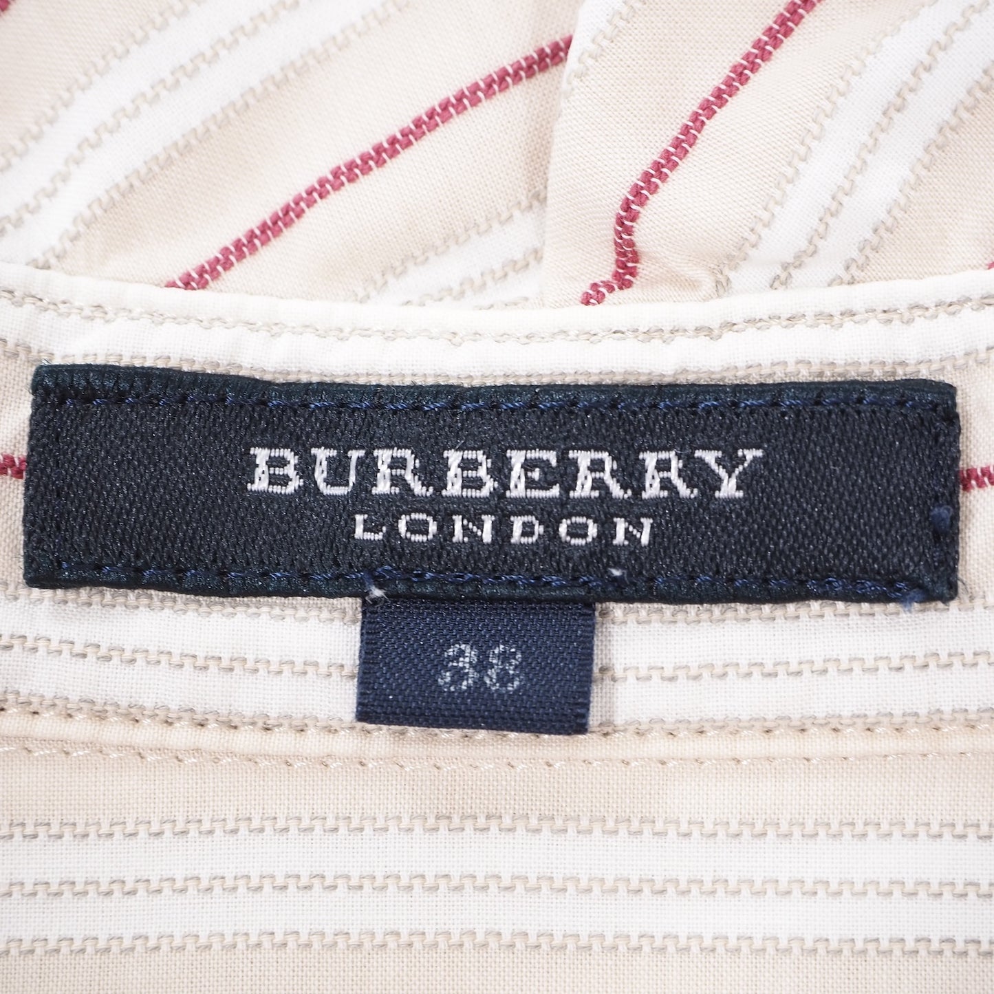 バーバリー Burberry 半袖 ブラウス シャツ 38 ベージュ ストライプ柄 レディース 美品 4-YE006