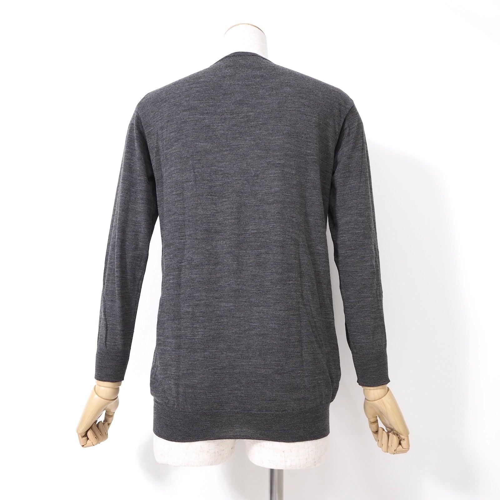 プラダ PRADA 九分袖 Vネック セーター 38 グレー レディース 4-YE059
