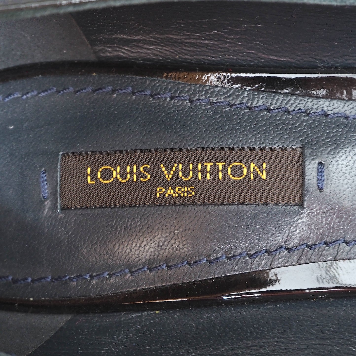 ルイヴィトン Louis Vuitton オープントゥ パンプス ヒール ダークグリーン 38 24.5cm相当 レディース 4-YE029