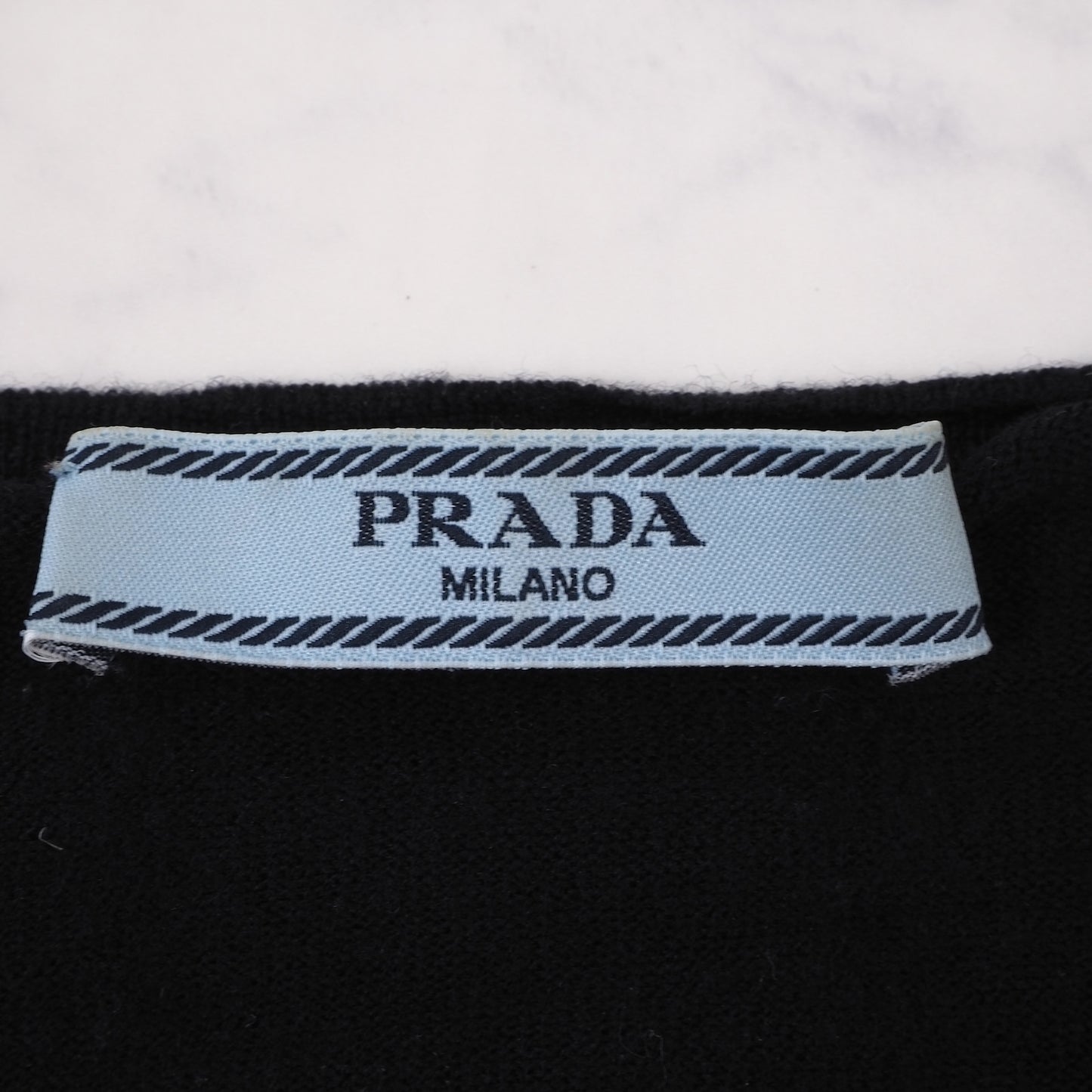 プラダ PRADA 九分袖 Vネック 38 ダークネイビー レディース 4-YE058