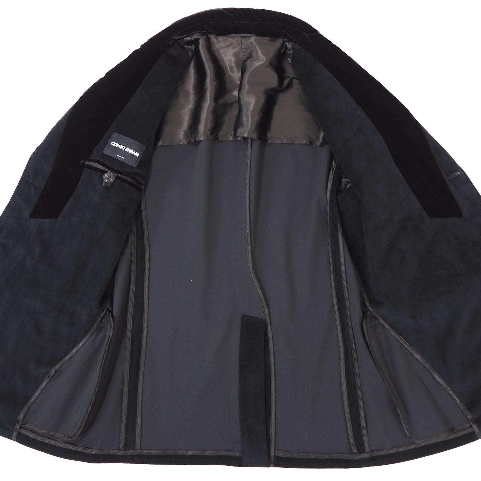 4-YE057 美品 ジョルジオアルマーニ 最高級黒タグ ベルベット ジャケット