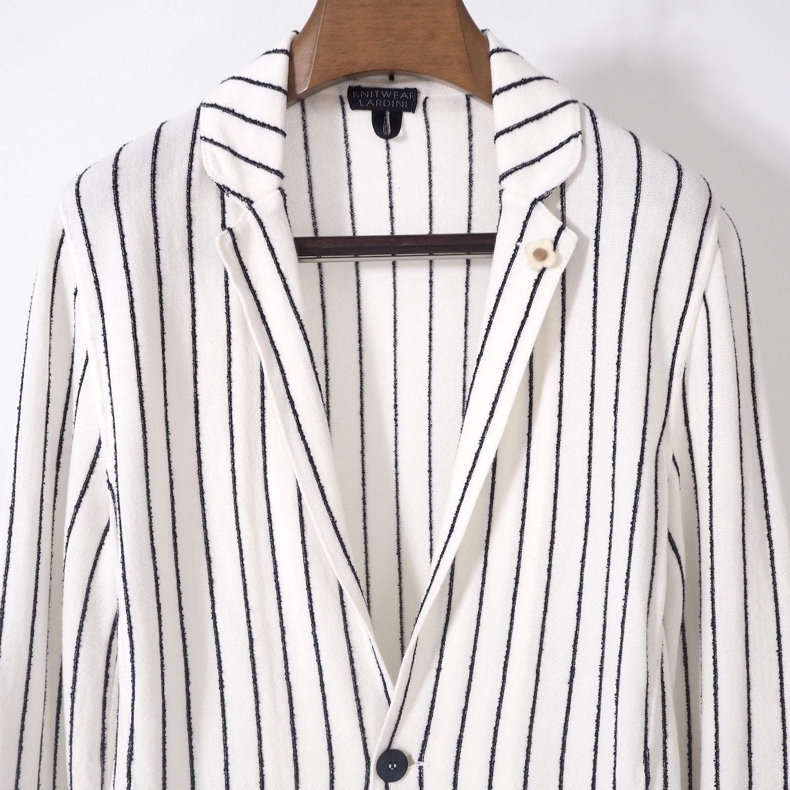 LARDINIジャケット Lブートニエール付き ラルディーニ LARDINI イタリア製 ブートニエール付 ストライプ