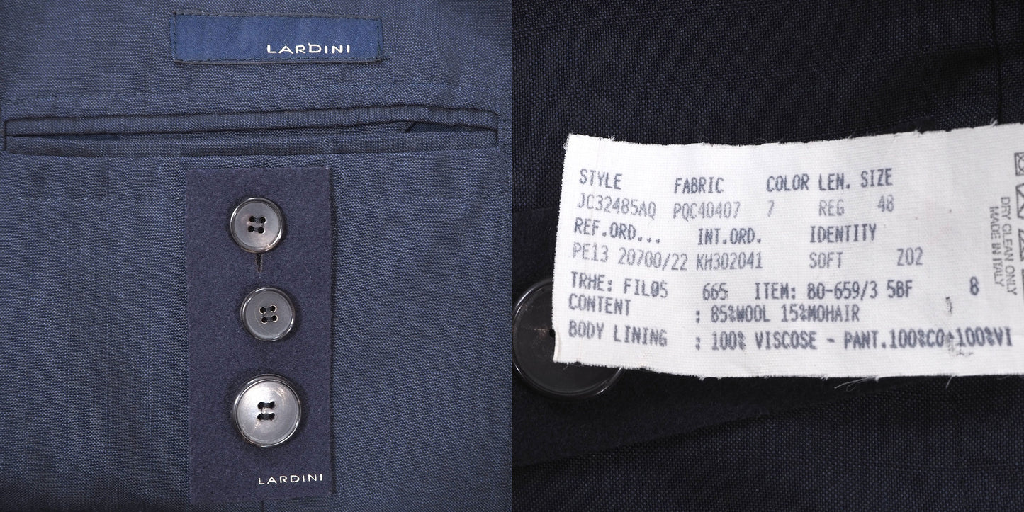 ラルディーニ LARDINI イタリア製 段返り 3B スーツ セットアップ 48 ダークネイビー メンズ 4-YG031