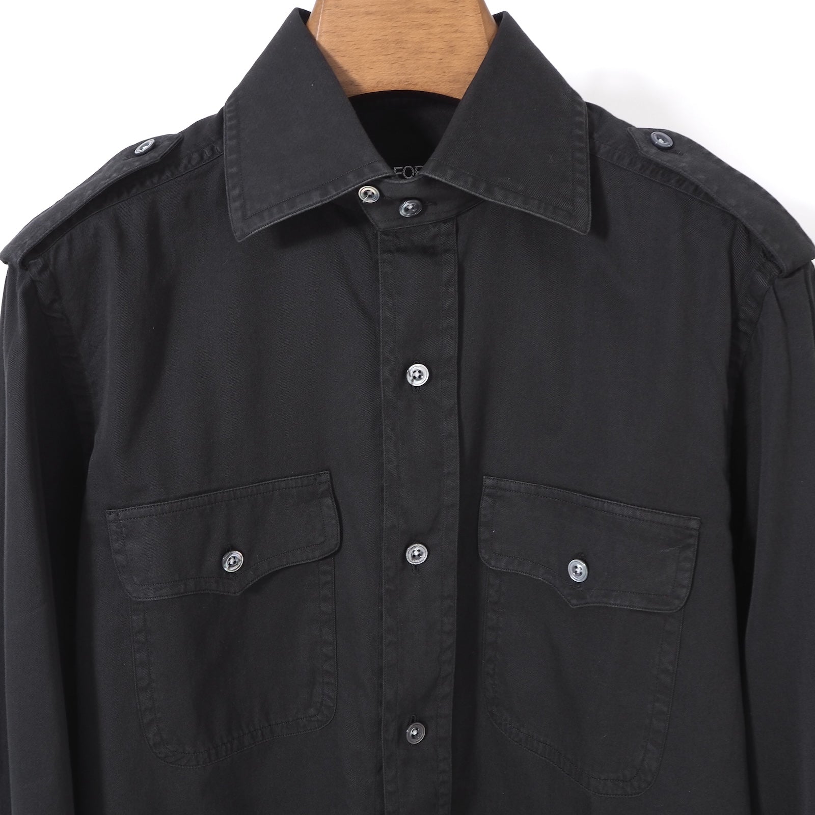 TOM FORD　ミリタリーシャツ トムフォード TOM FORD ミリタリー シャツ 41 L ブラック メンズ