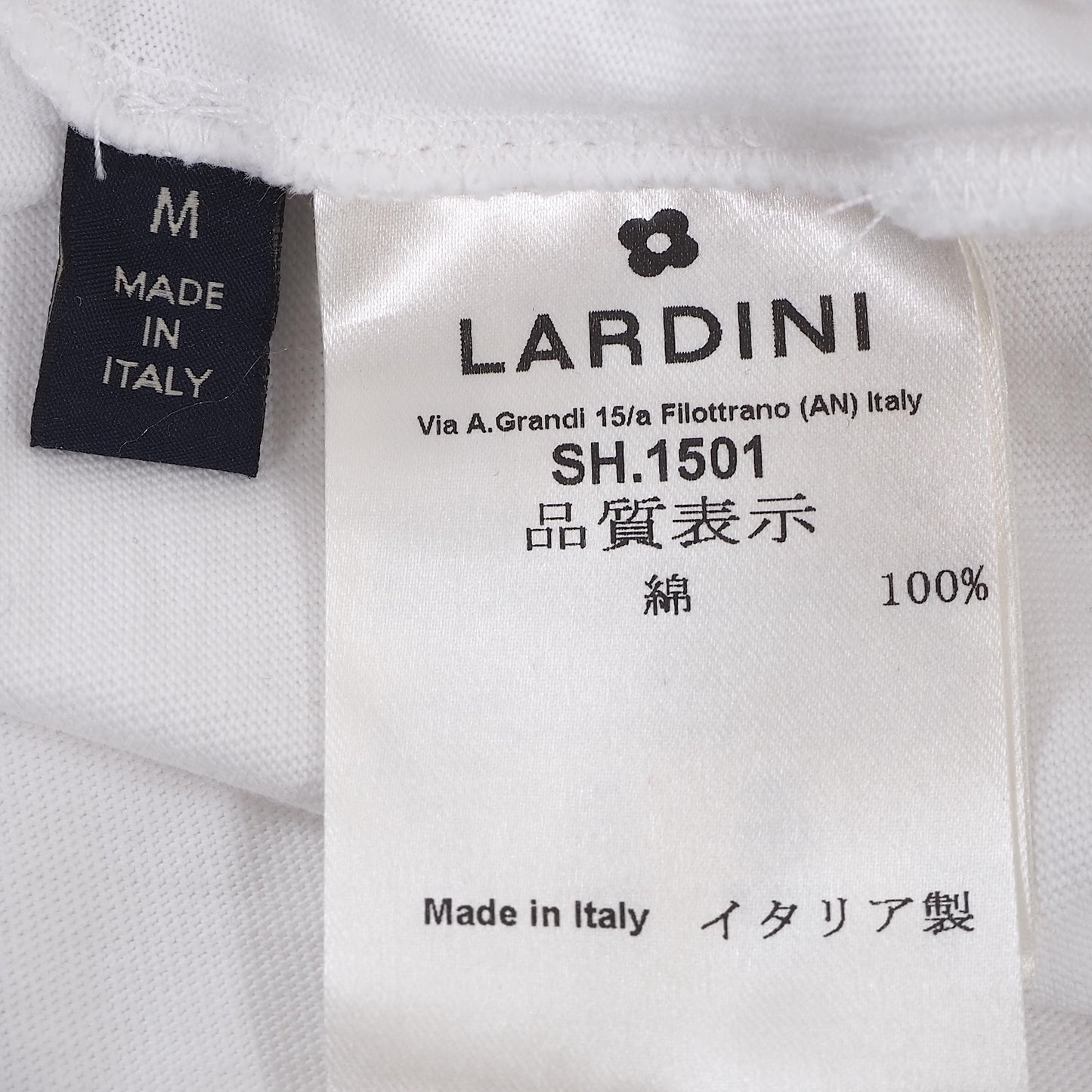 ラルディーニ LARDINI イタリア製 ブートニエールプリント コットン Tシャツ M ホワイト メンズ 正規品 4-HT020