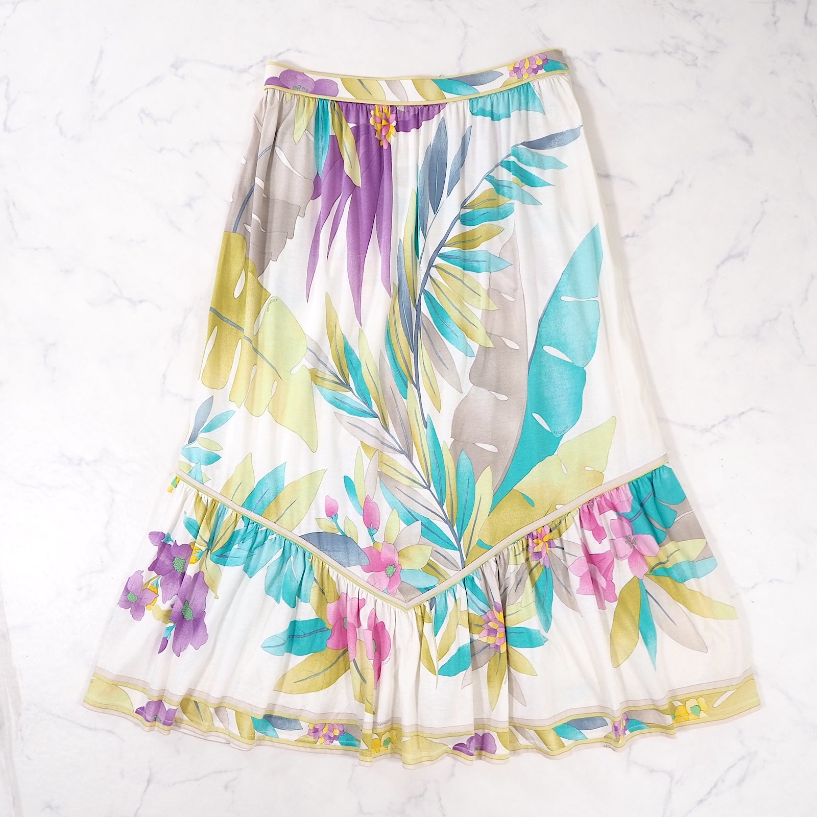 レオナール LEONARD 花柄 半袖 スカート セットアップ L マルチカラー