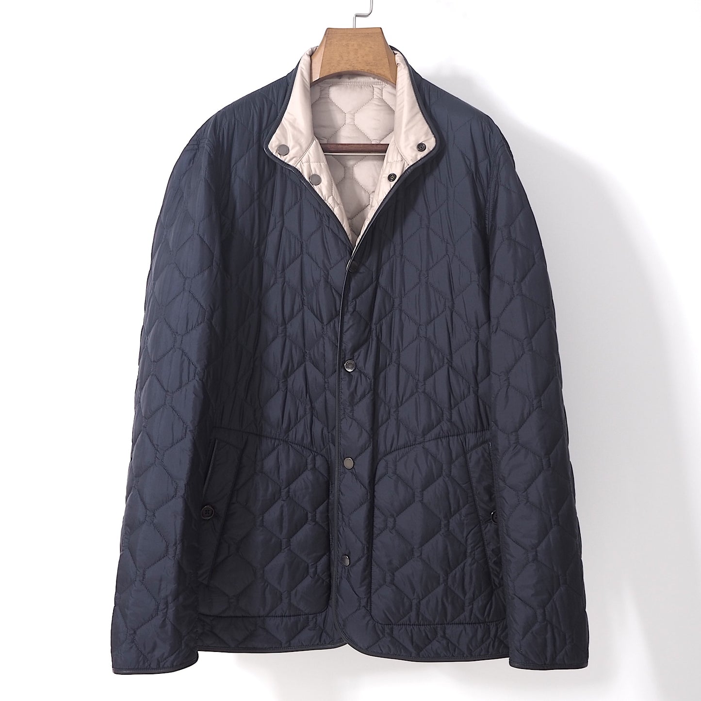 ジーゼニア Z ZEGNA 現行 キルティング ライト ジャケット L ベージュ ブラック メンズ 正規品 3-DB078