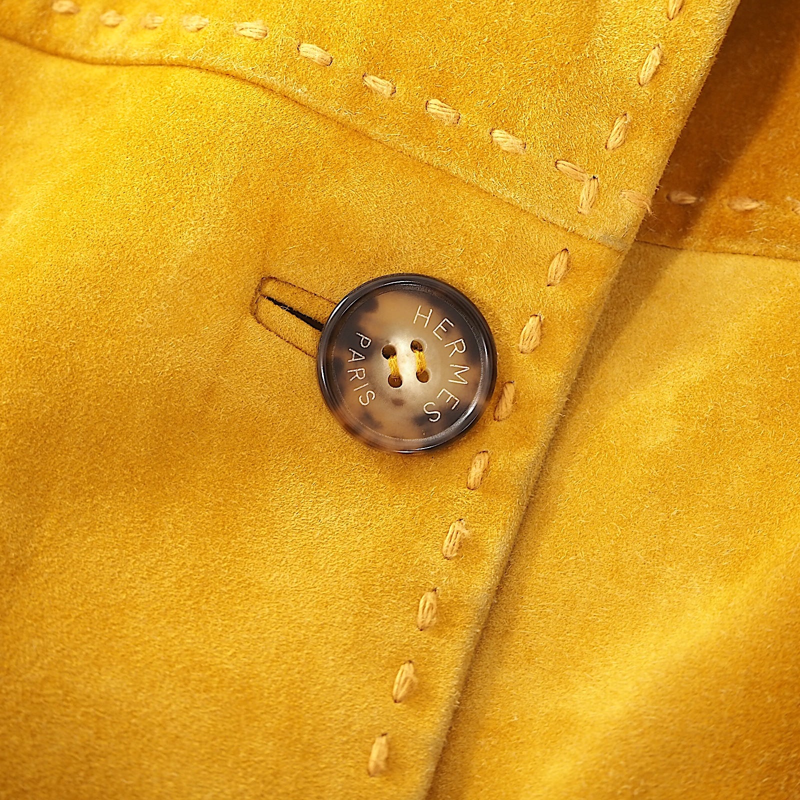 エルメス HERMES カーフ スエード レザー ジャケット 40 イエロー