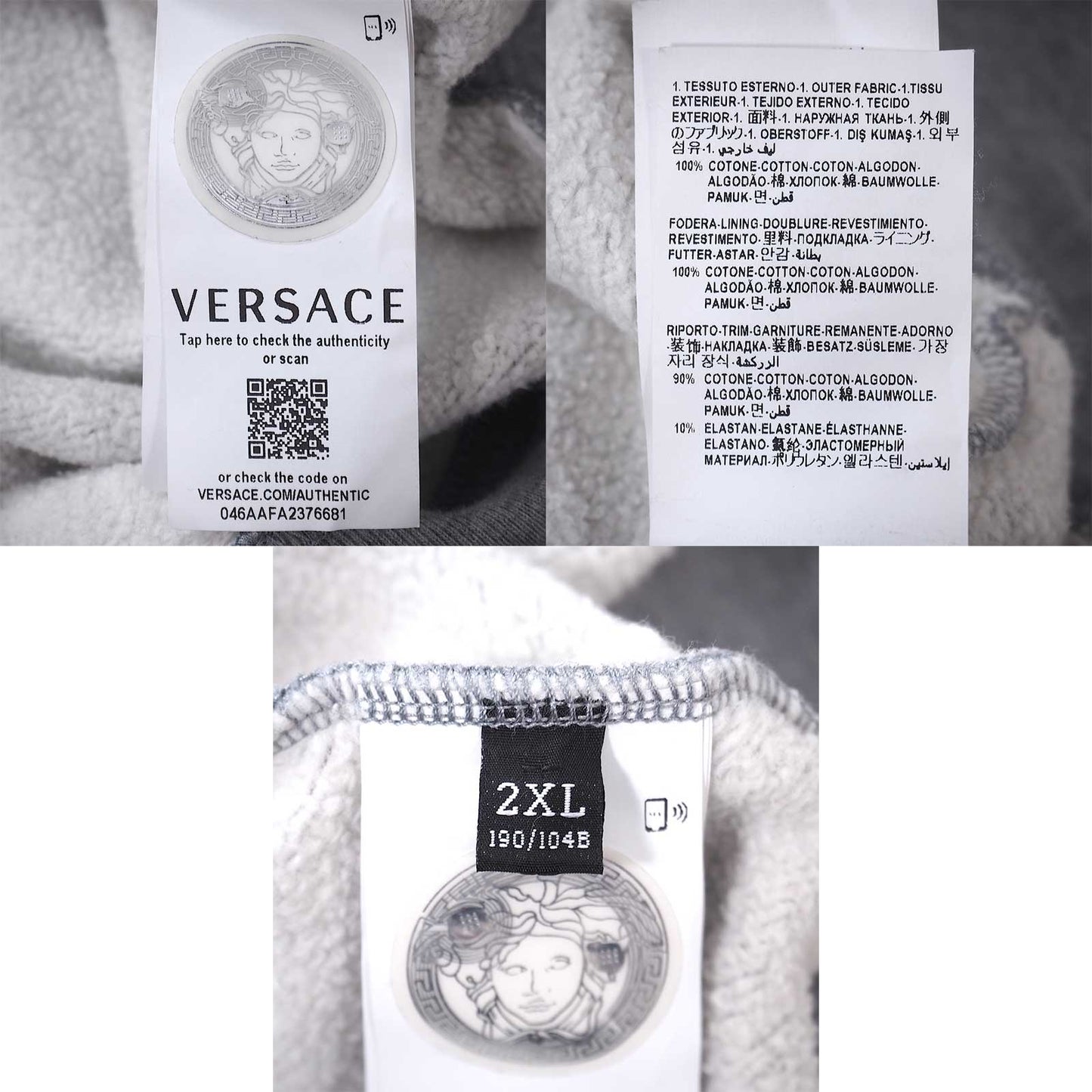 ヴェルサーチ VERSACE 現行 メデューサ フーディ パーカー 2XL グレー メンズ 正規品 4-ZI017