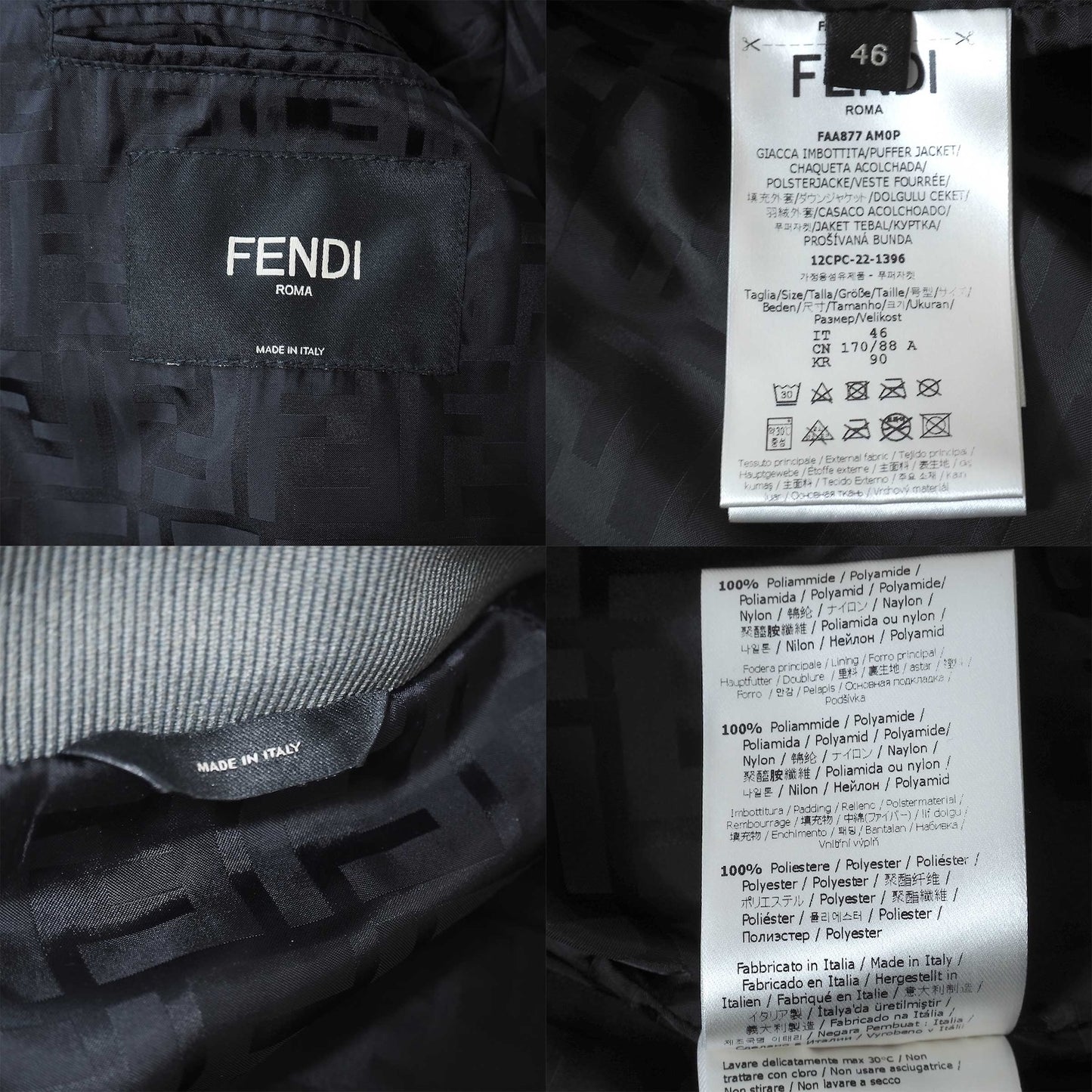 フェンディ FENDI 23AW FFバケット ボンバー ジャケット 46 シルバーグレー メンズ 極美品 正規品 4-YJ001