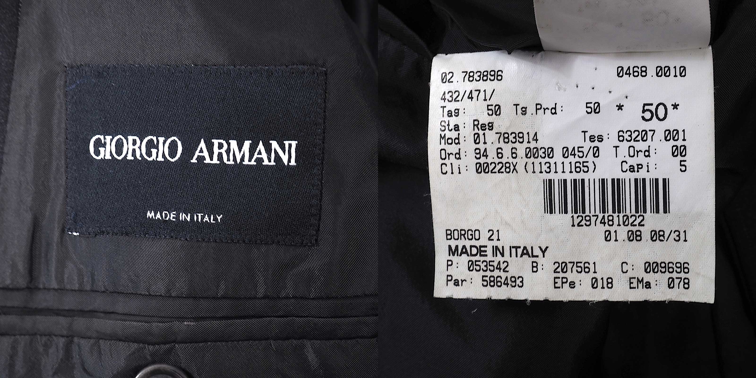 ジョルジオアルマーニ GIORGIO ARMANI 黒タグ スーツ 50