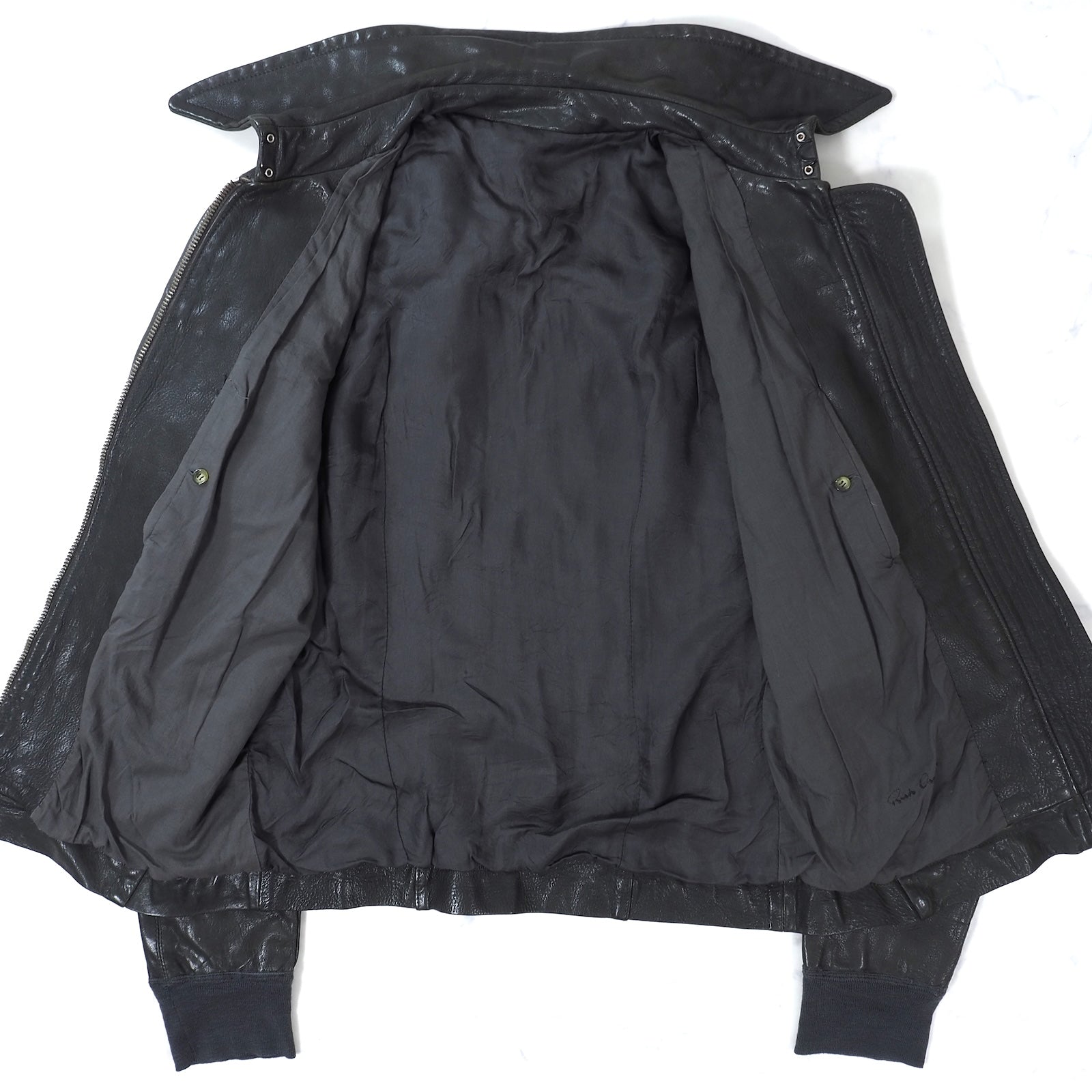Rick Owens カーフレザー ドレープ ジップアップ ジャケット 4 リックオウエンス Rick Owens カーフ レザー ジャケット M