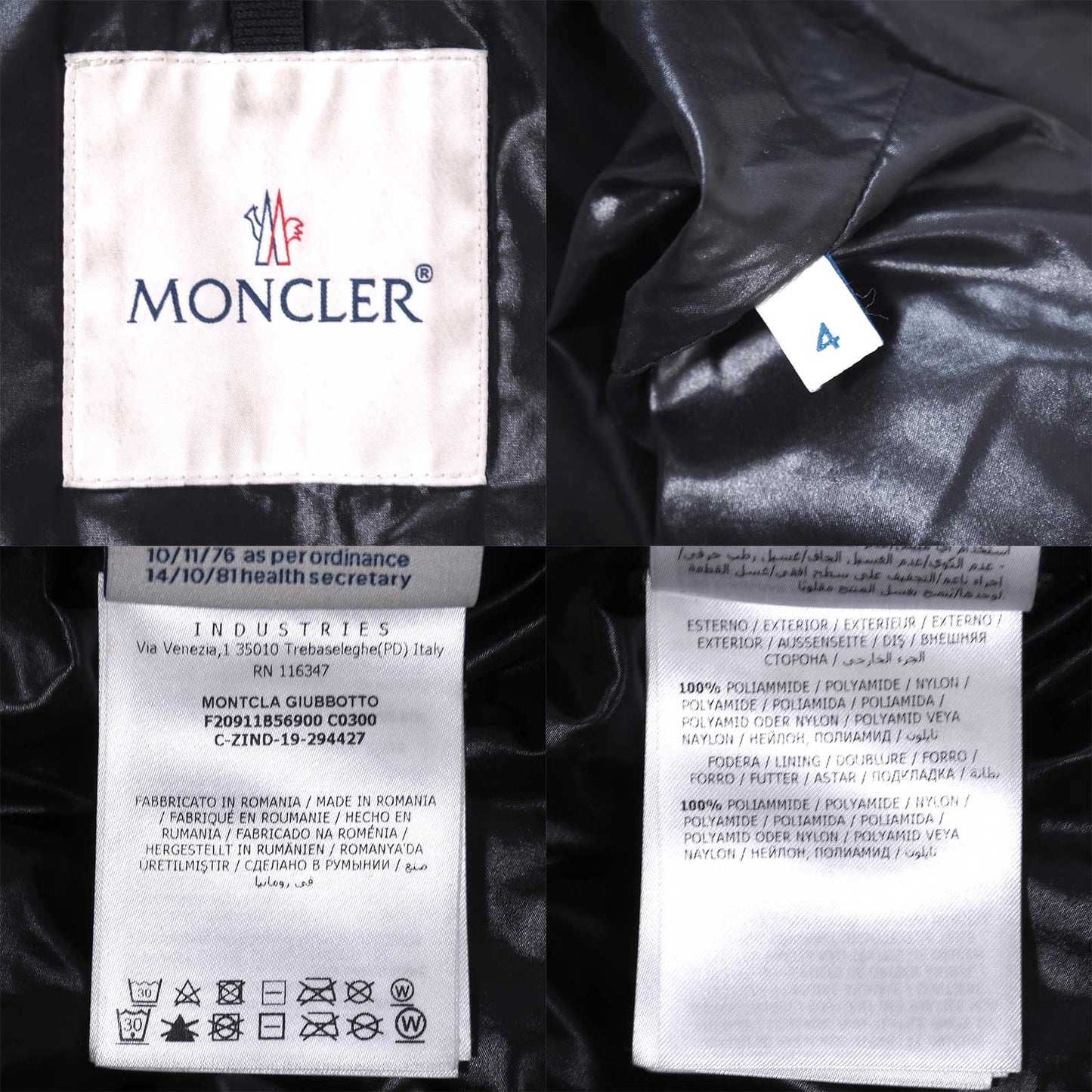 モンクレール MONCLER 20年製 国内正規品 MONTCLA モンクラー ダウンジャケット 4 ブラック メンズ 正規品 4-DK083